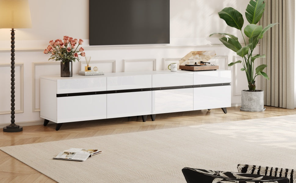 Logidon TV-meubel 180x40x49 cm wit hoogglans 4 kasten
