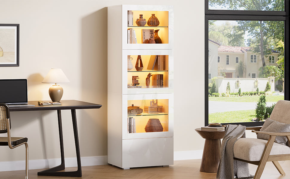 Logidon vitrine 60x40x173 cm wit hoogglans LED verlichting