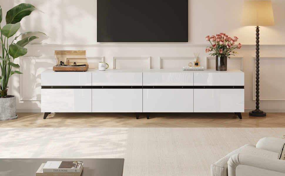 Logidon TV-meubel 180x40x49 cm wit hoogglans 4 kasten