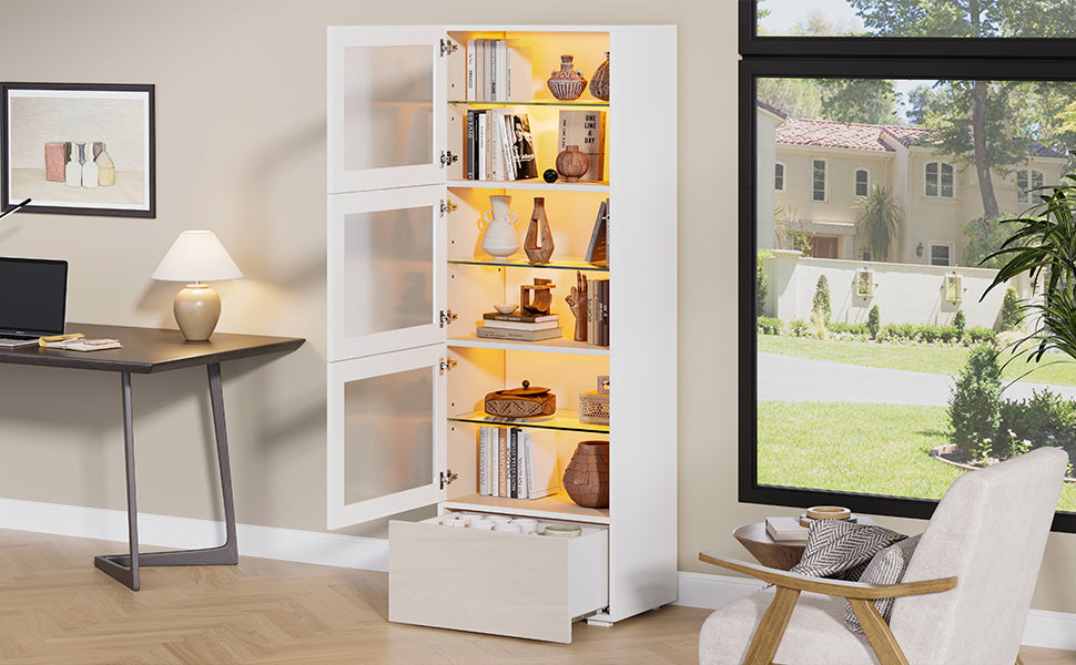 Logidon vitrine 60x40x173 cm wit hoogglans LED verlichting