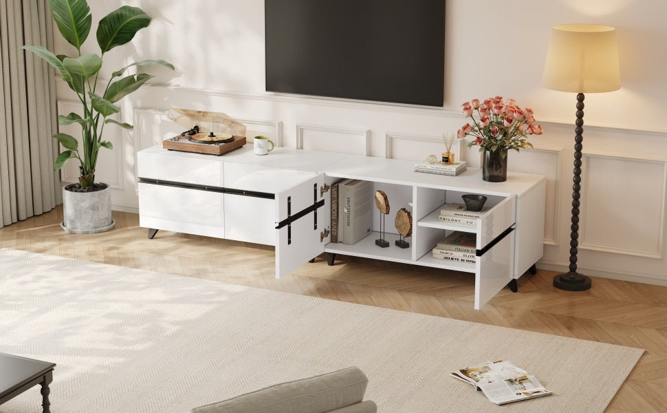 Logidon TV-meubel 180x40x49 cm wit hoogglans 4 kasten