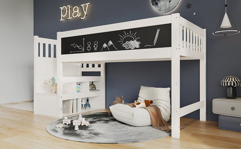 Logidon hoogslaper 90x200 kinderbed met whiteboard wit