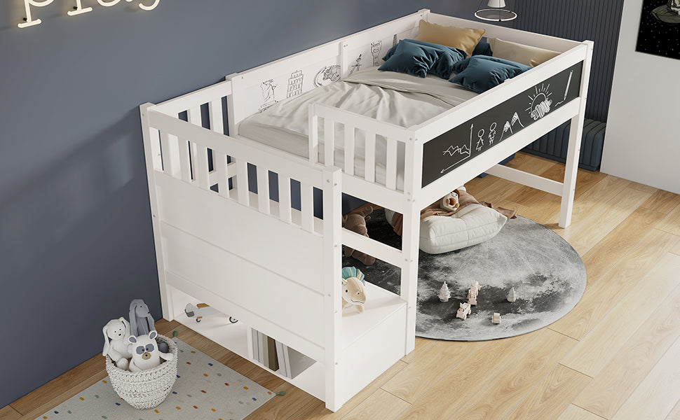 Logidon hoogslaper 90x200 kinderbed met whiteboard wit