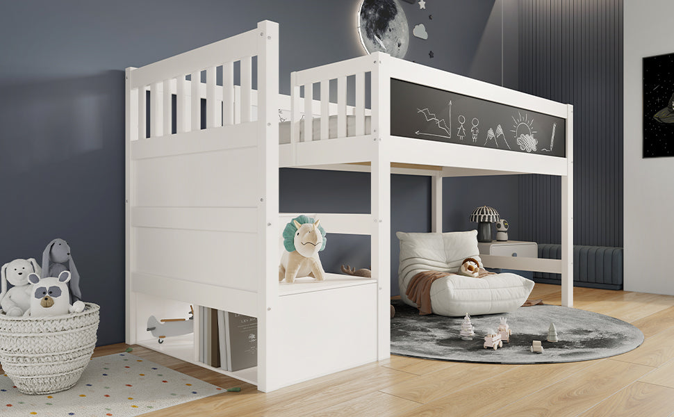 Logidon hoogslaper 90x200 kinderbed met whiteboard wit