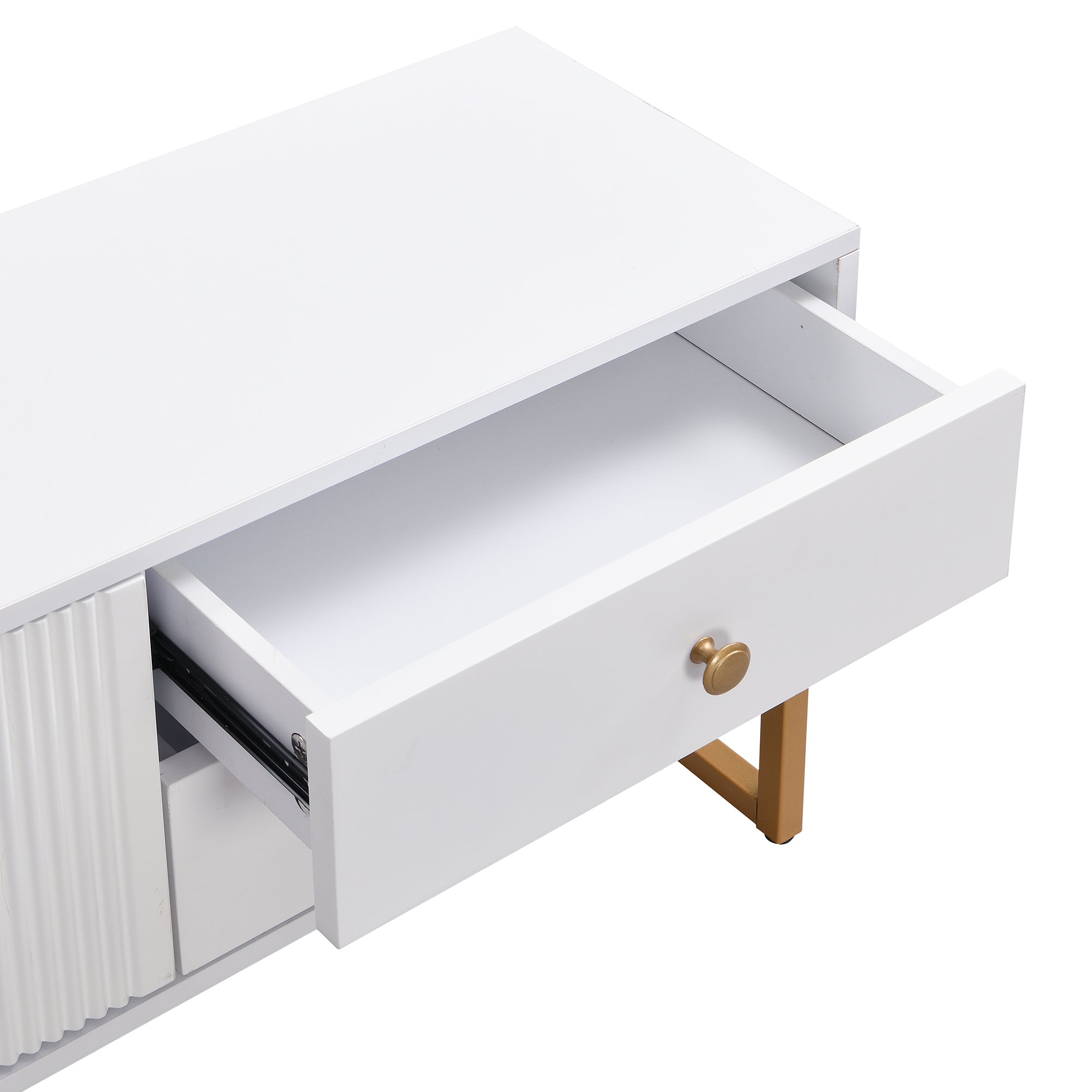 Logidon TV cabinet white with gold handles and feet 175 cm