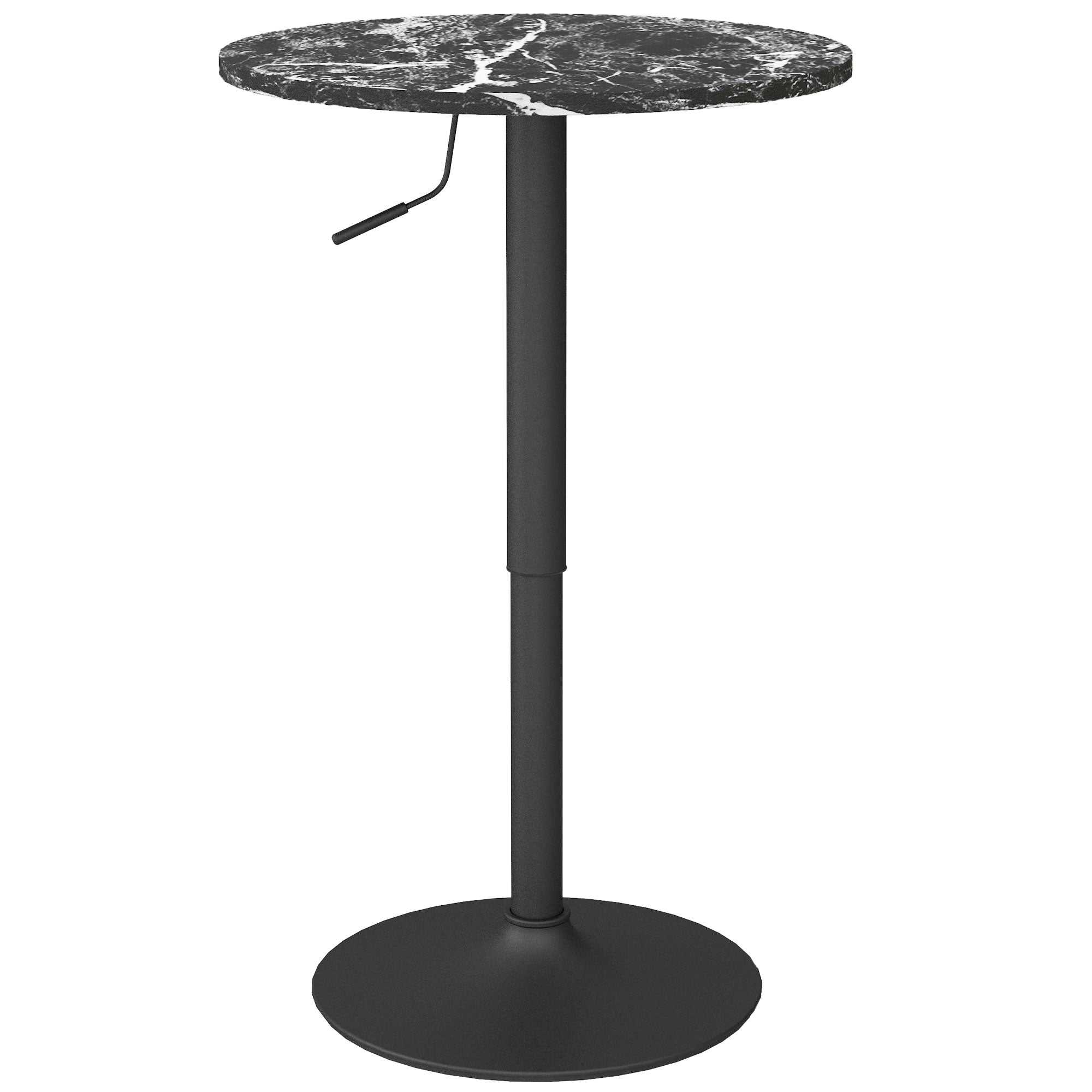 Logidon Ronde Bartafel Marmerlook Zwart Verstelbaar 60 cm 68-93,5 cm
