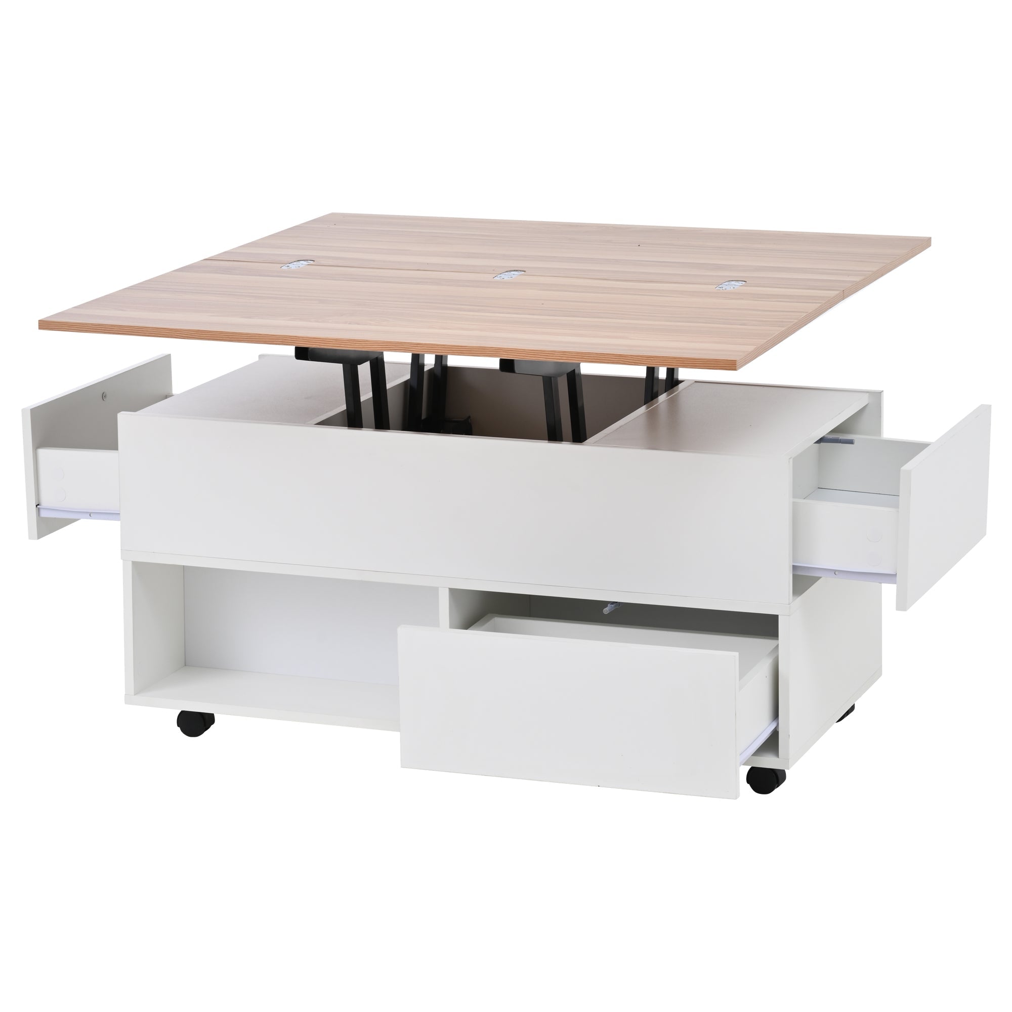 Logidon salontafel Lift Top 100x50 wit houtlook met 4 lades