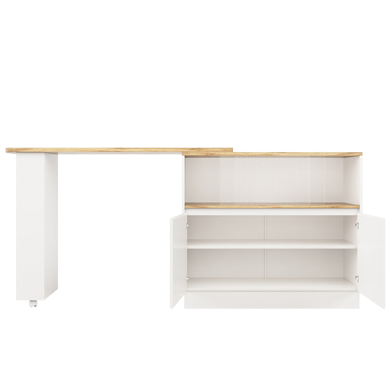 Logidon 360° draaibaar dressoir wit 90×45×100 cm glazen schuifdeur