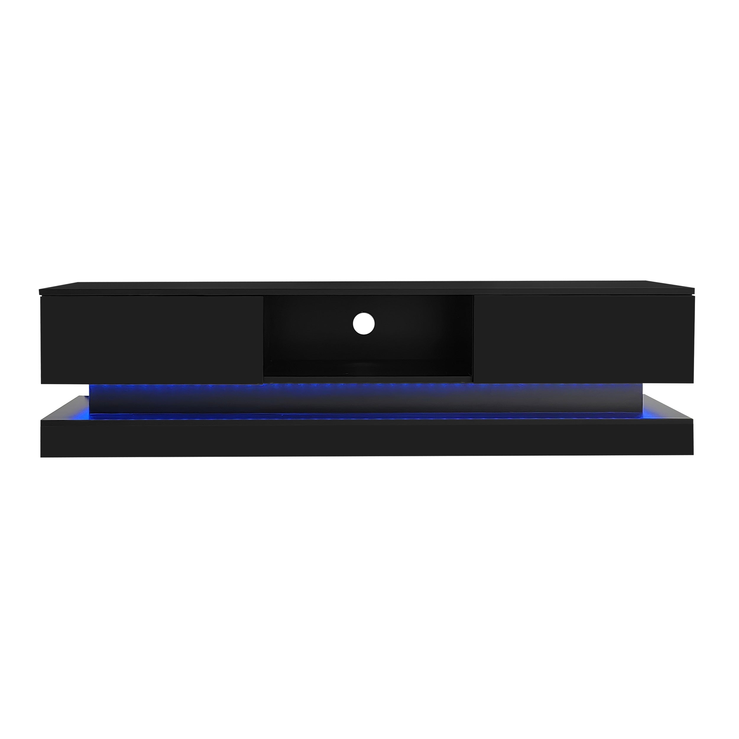 Logidon Zwart Hoogglans TV-meubel 160 CM Met LED 2 Laden