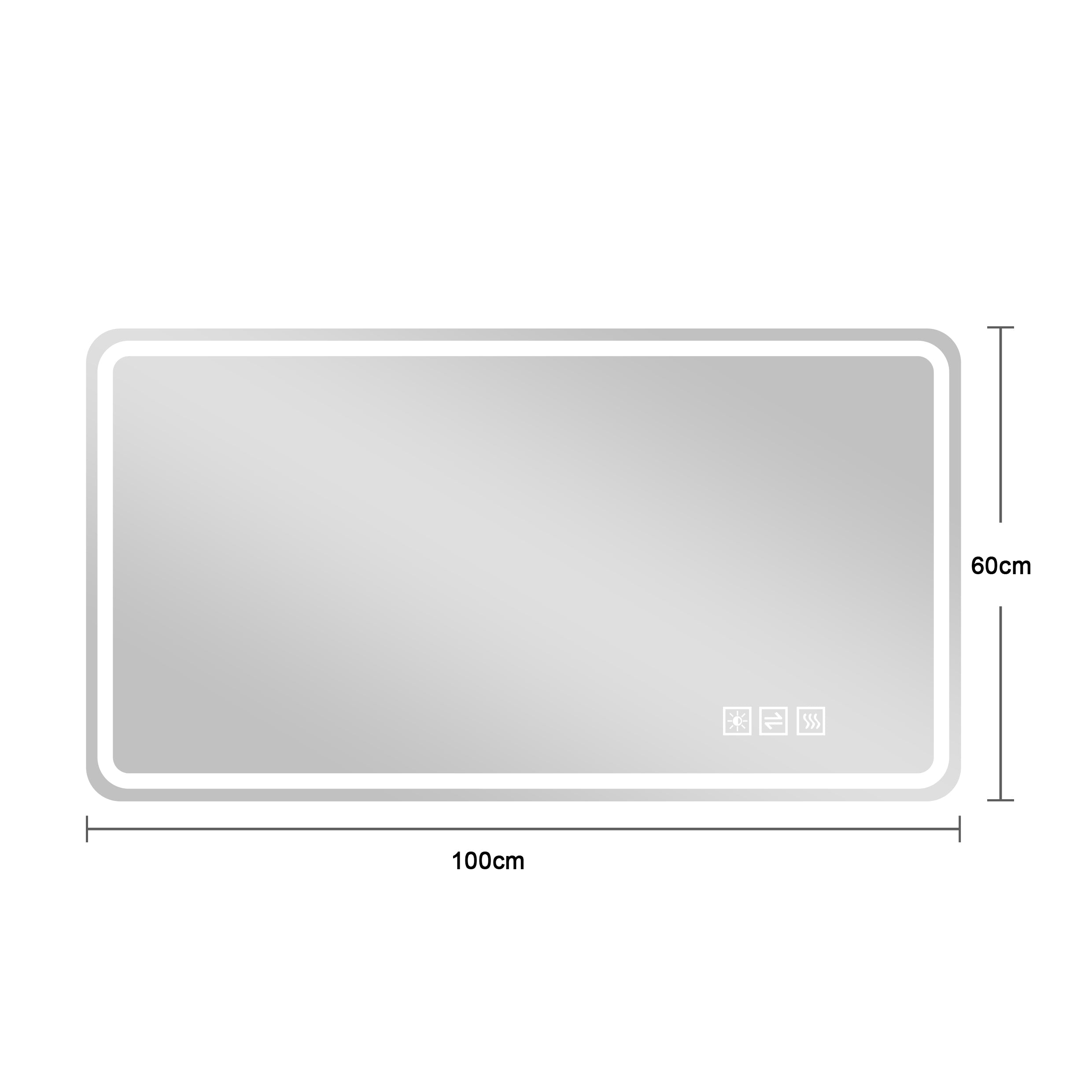 Logidon LED badkamerspiegel 60x100cm zilver frameloos anti-condens dimbaar