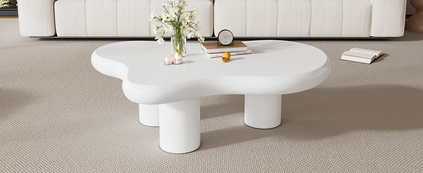 Logidon wolkvormige salontafel wit 97x67x32 cm MDF gelakt oppervlak
