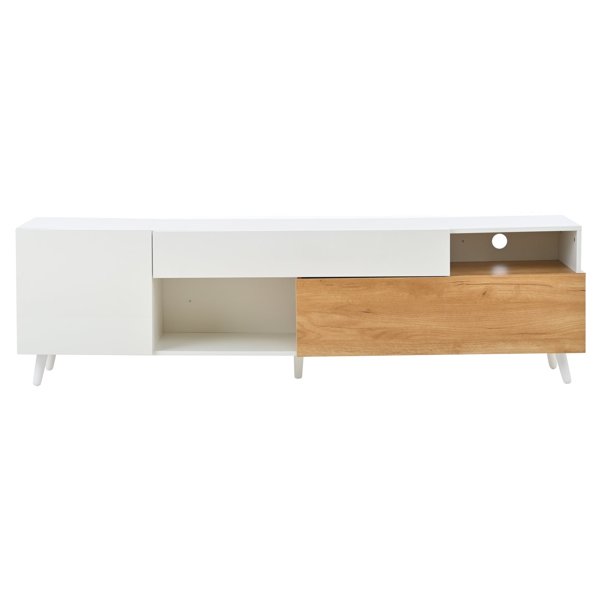 Logidon TV-meubel 180x38x50 cm witte houtlook deur en lade
