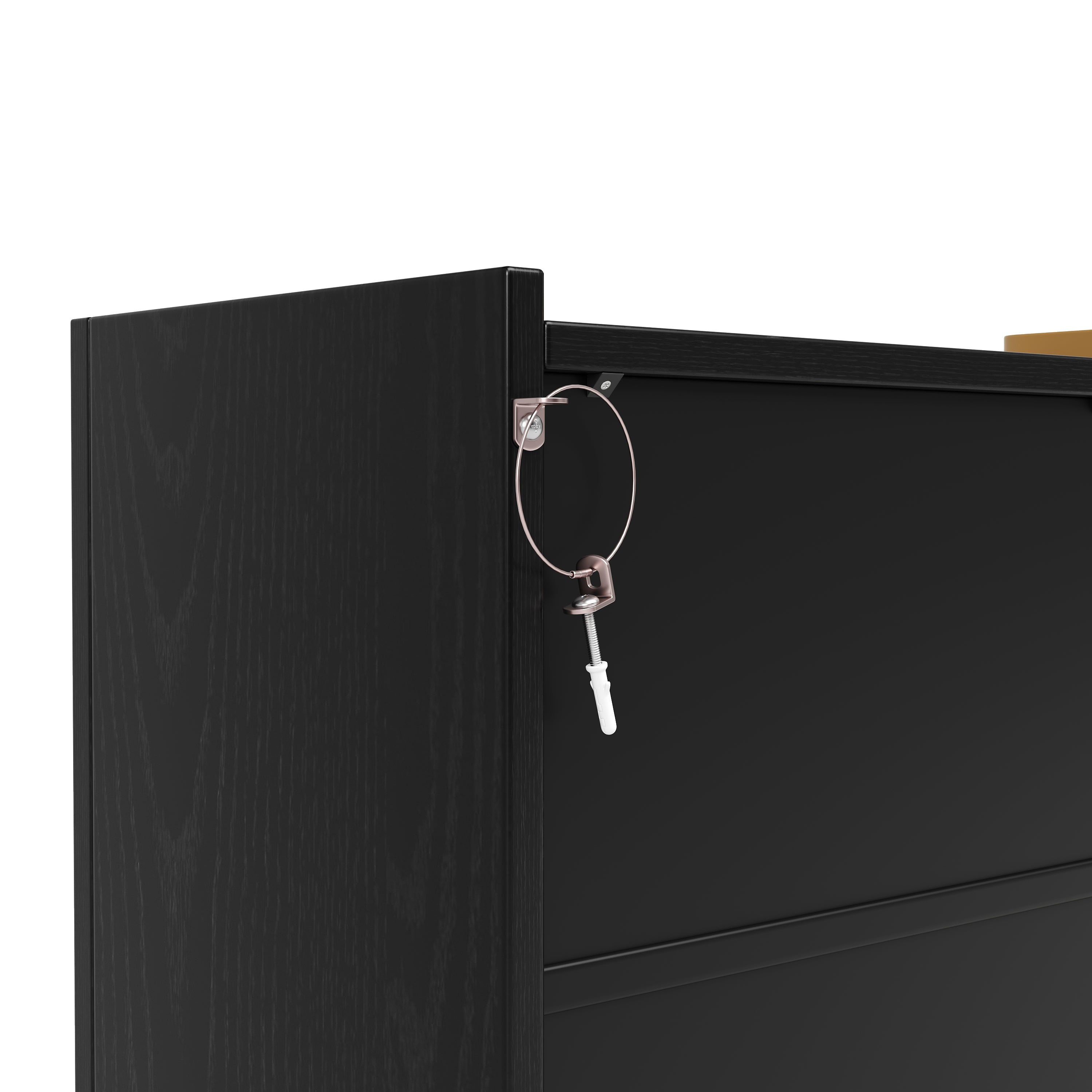 Logidon Dressoir Zwart Glazen Blad En Metalen Poten 120x40x77.5