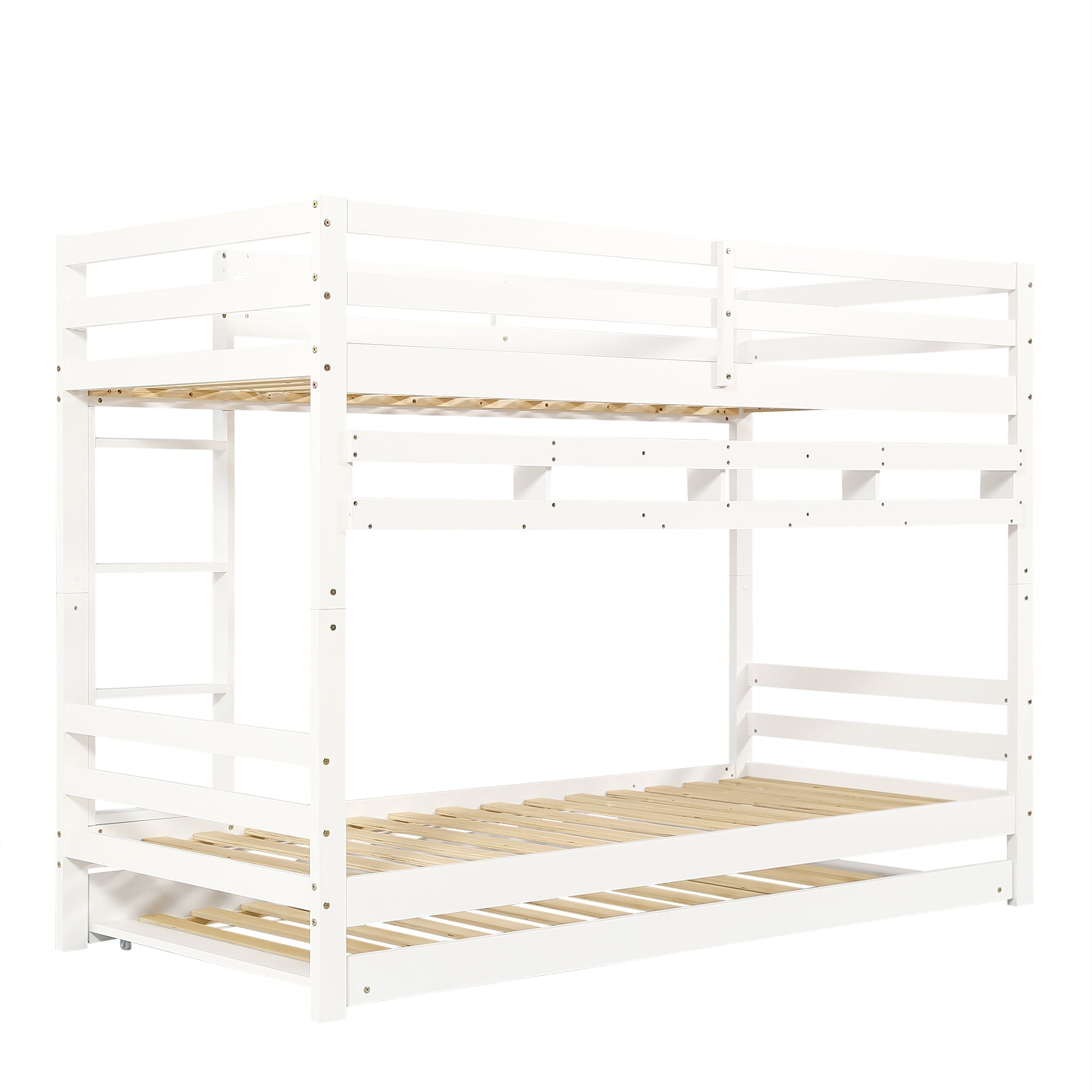 Logidon Kinderstapelbed 90x200cm Uitschuifbed op wielen Wit