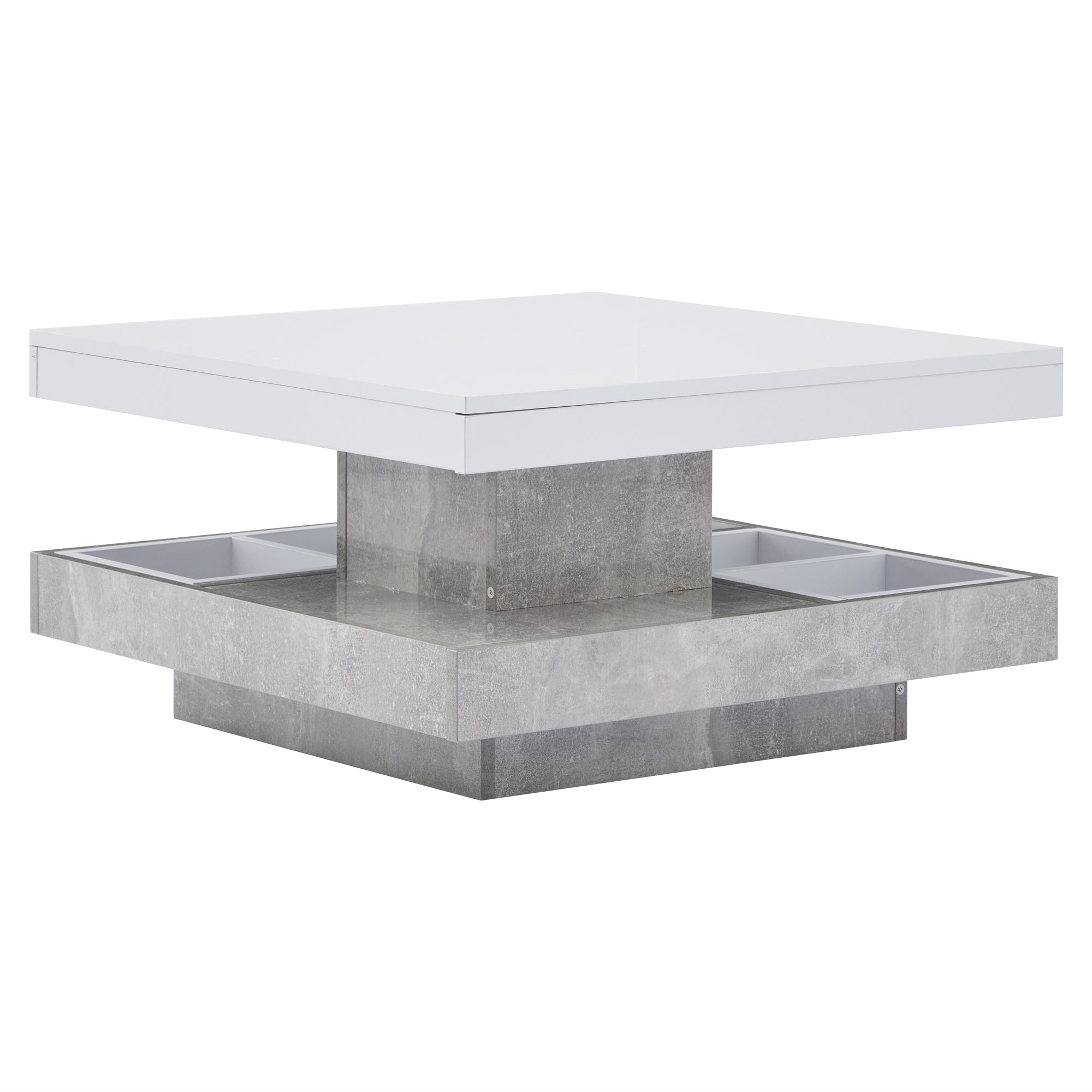 Logidon 360 graden draaibare salontafel 70x70x36 cm wit hoogglans