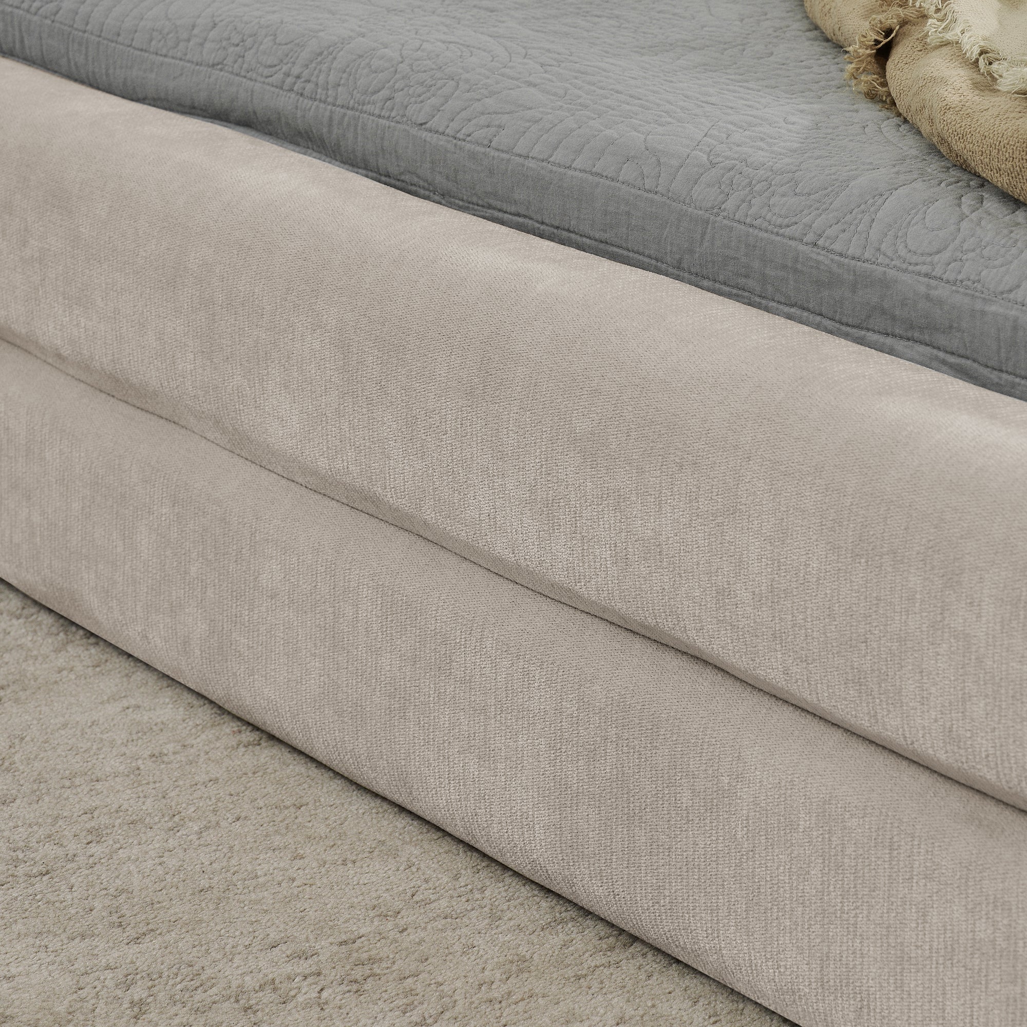 Logidon tweepersoonsbed 160x200 cm beige chenille comfortabel hoofdbord