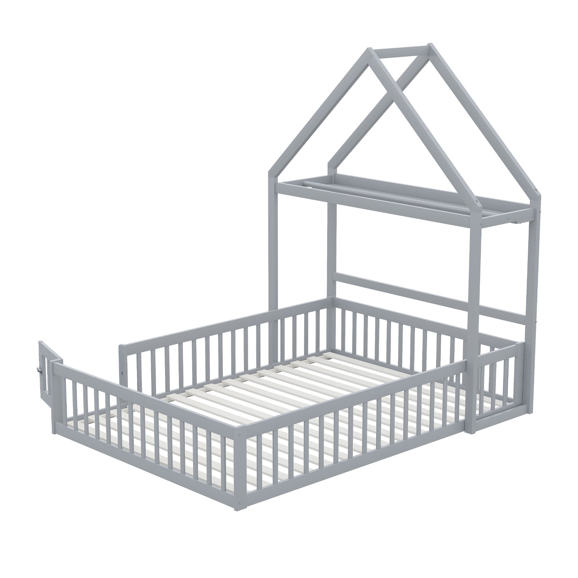 Logidon Kinderbed 140x200 Grijs met opbergruimte en deuren