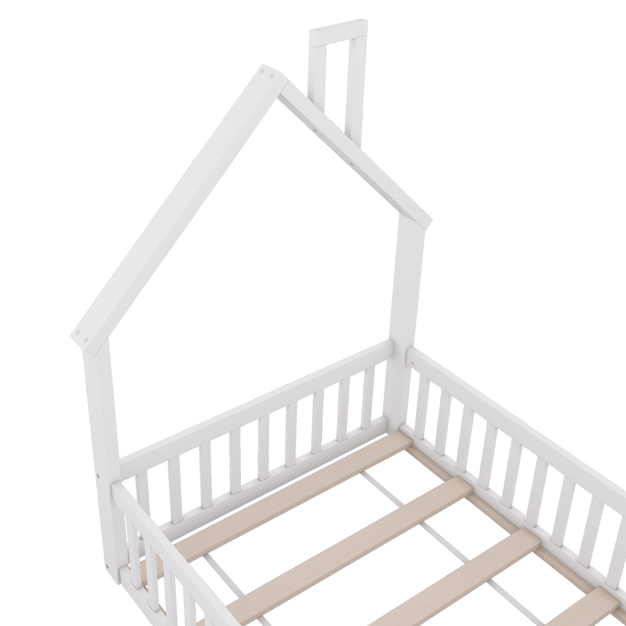 Logidon huisbed 90x200 cm schoorsteenvorm wit grenenhout
