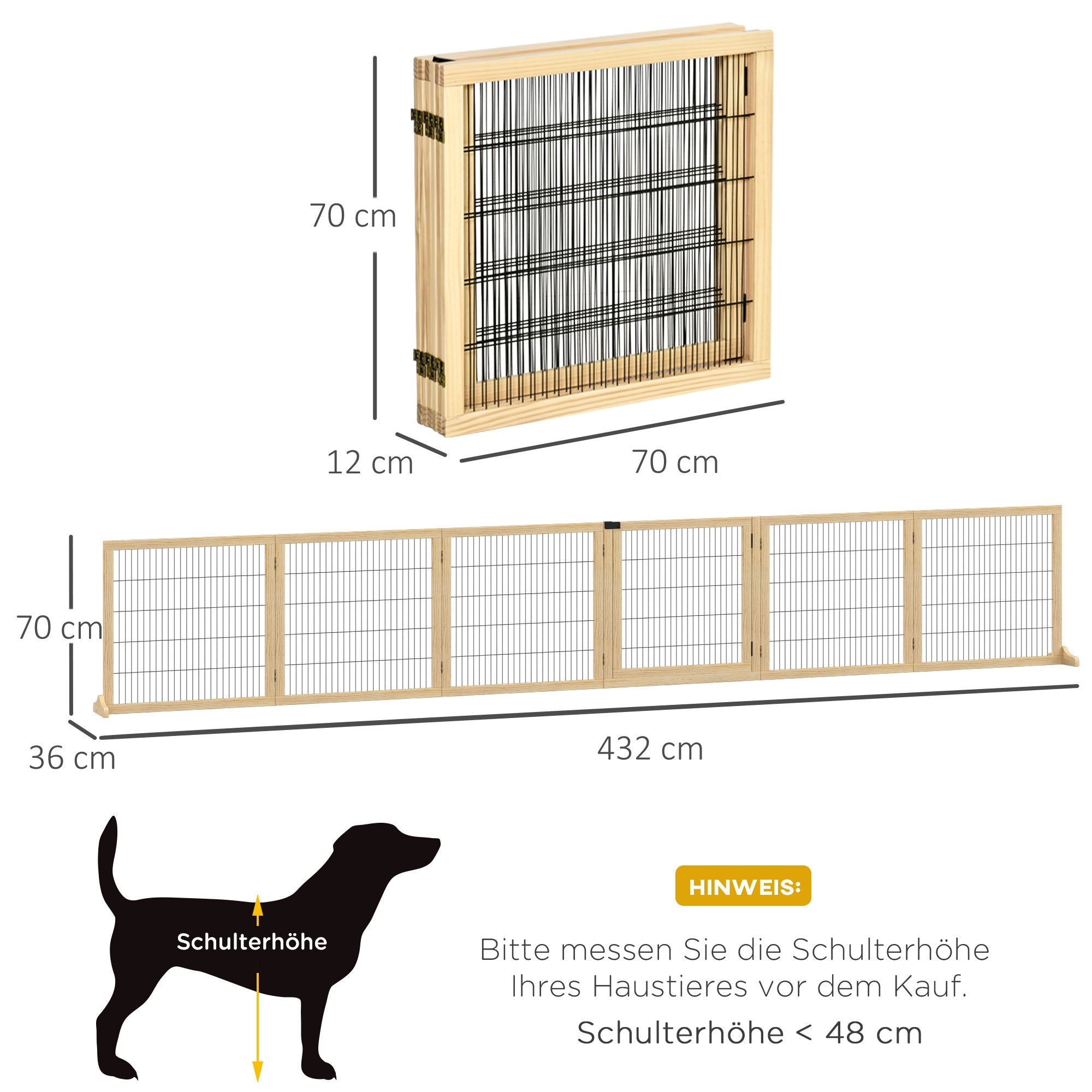 Logidon deurbeschermingsbarrière voor honden naturel hout 432x36x70cm