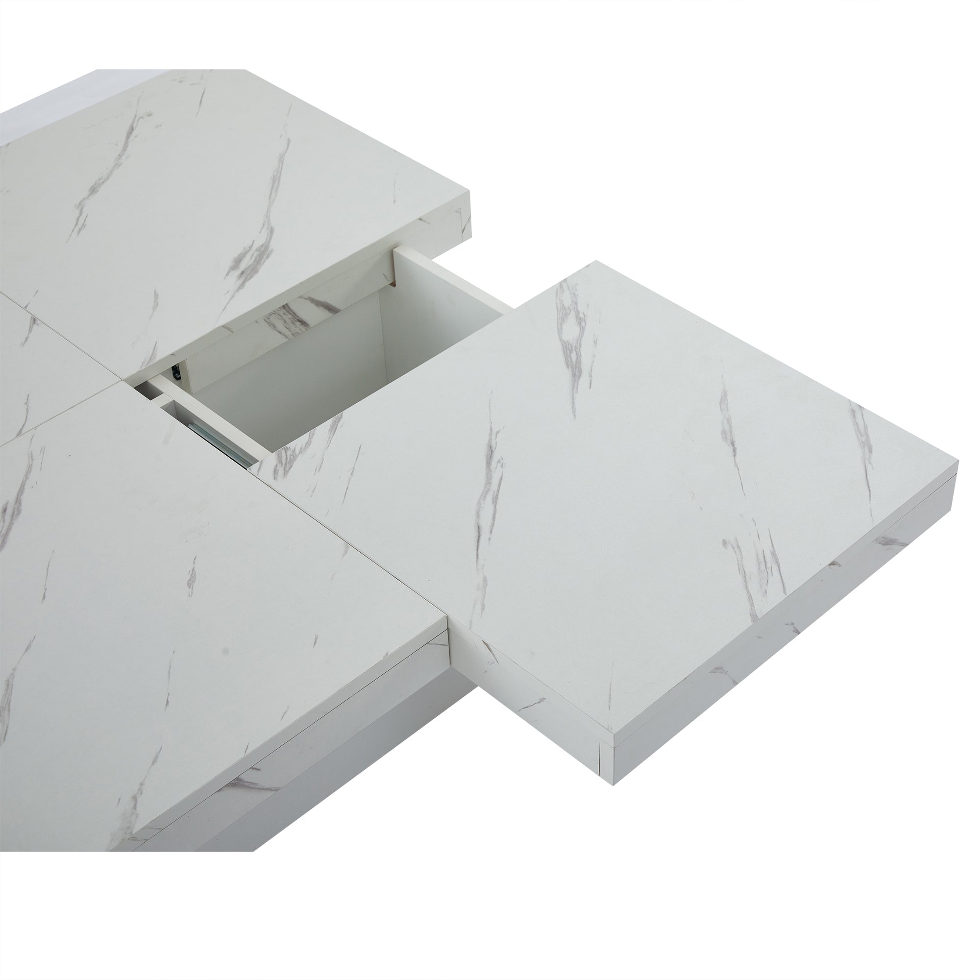 Logidon vierkante salontafel wit marmerlook 90x90x25 cm met lades