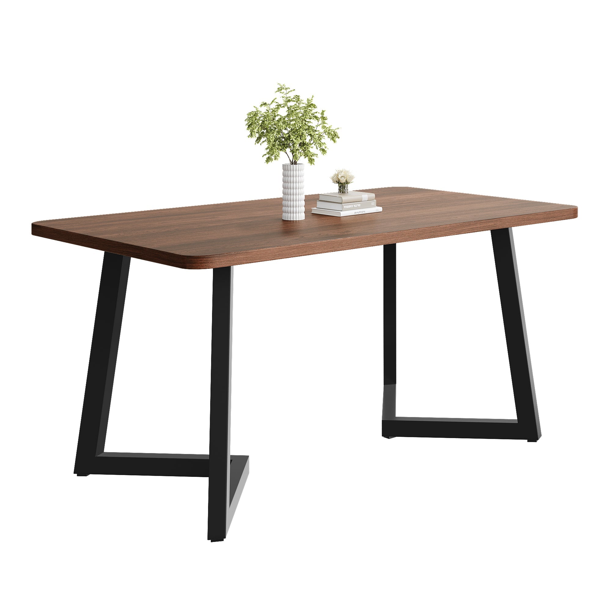 Logidon eettafel 117x68 cm zwart walnoot houtnerf metalen poten