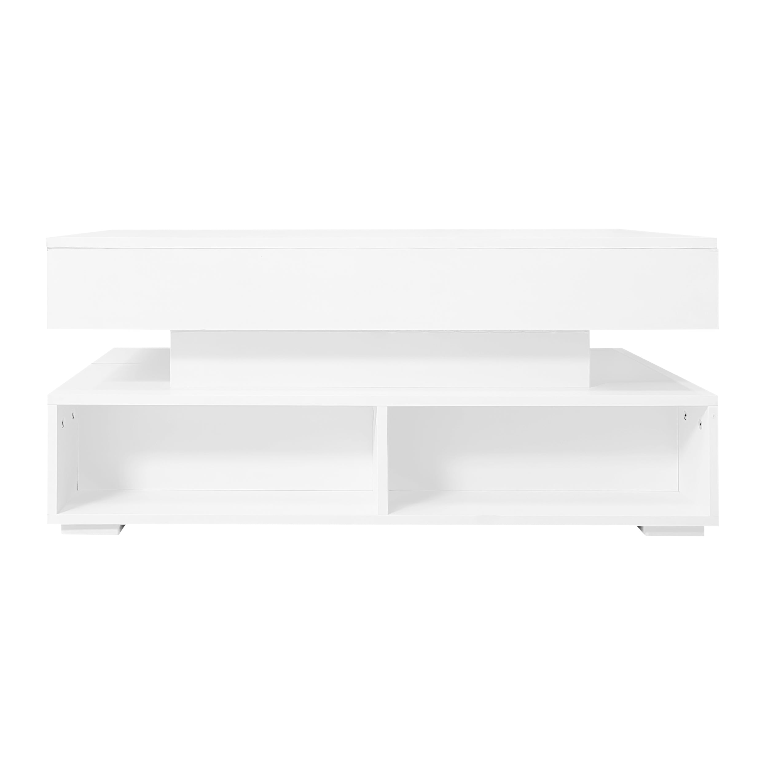Logidon Hydraulisch in hoogte verstelbare salontafel 100x50x44 cm Wit LED