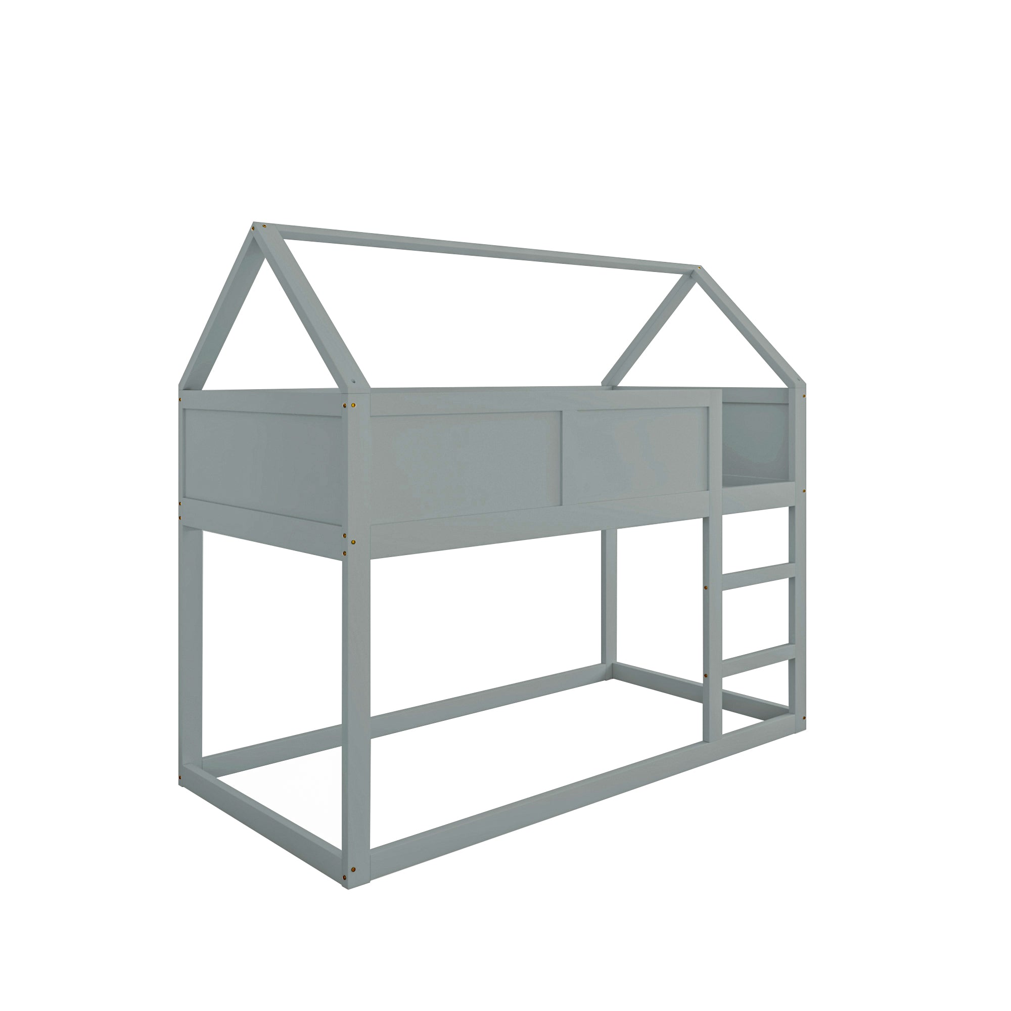 Logidon laag kinderbed 90x200 grijs met trap massief hout