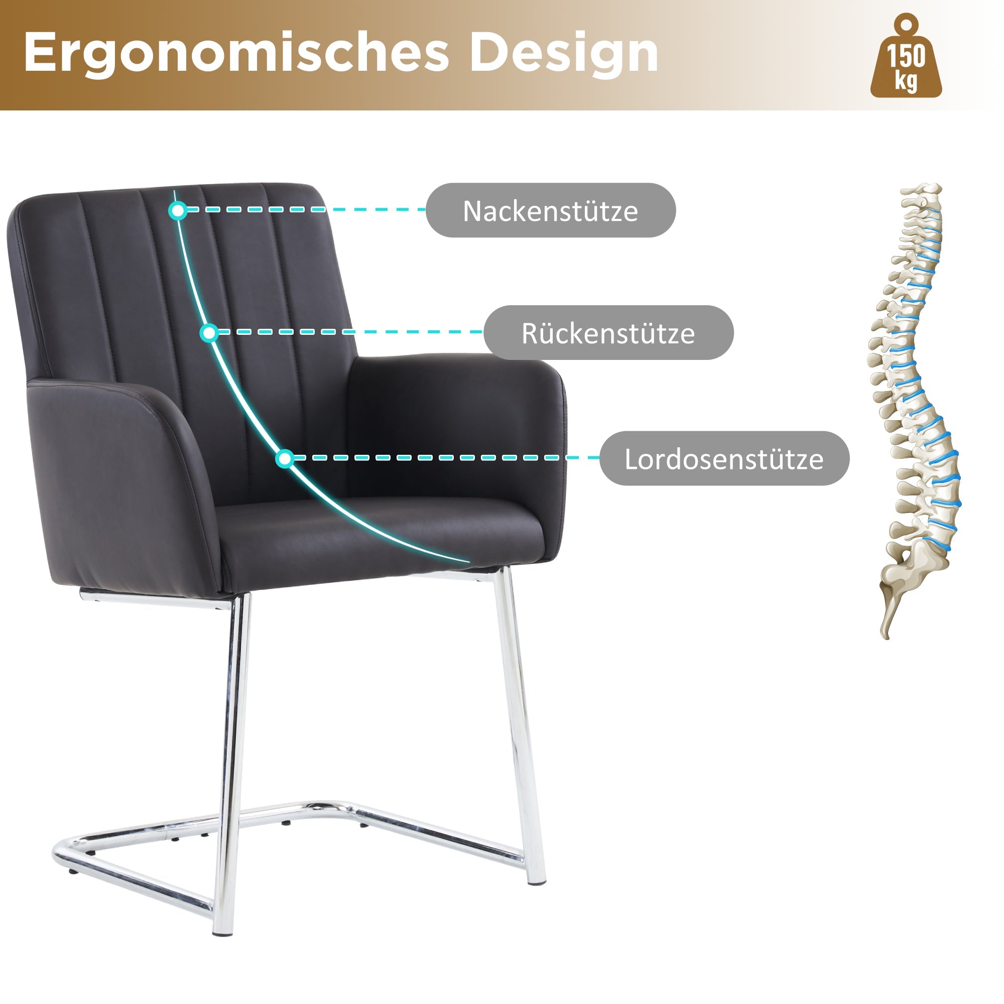 Logidon Set van 4 eetkamerstoelen kunstleer zwart Z-design