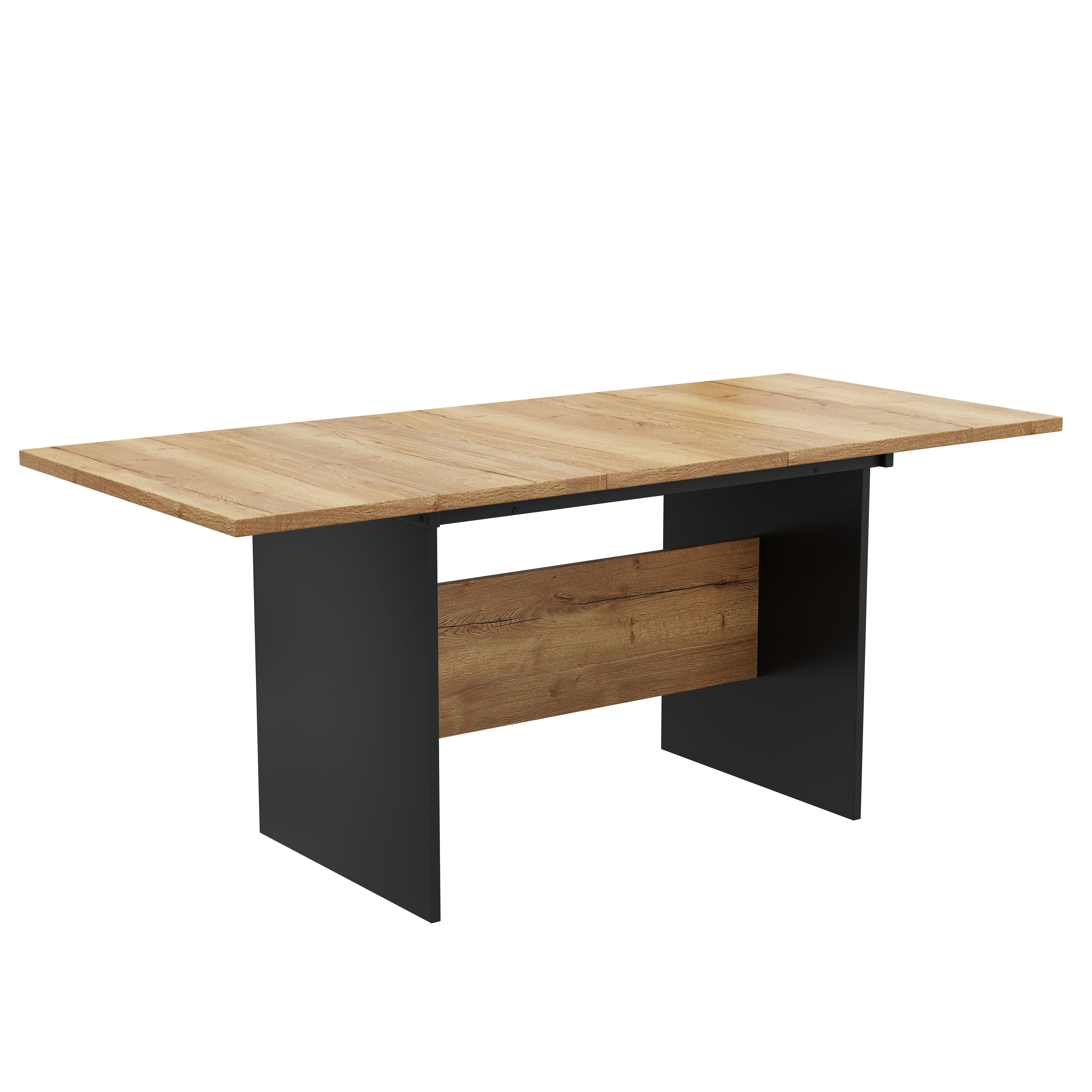 Logidon uitschuifbare eettafel 140/180x80 cm zwart walnoot MDF