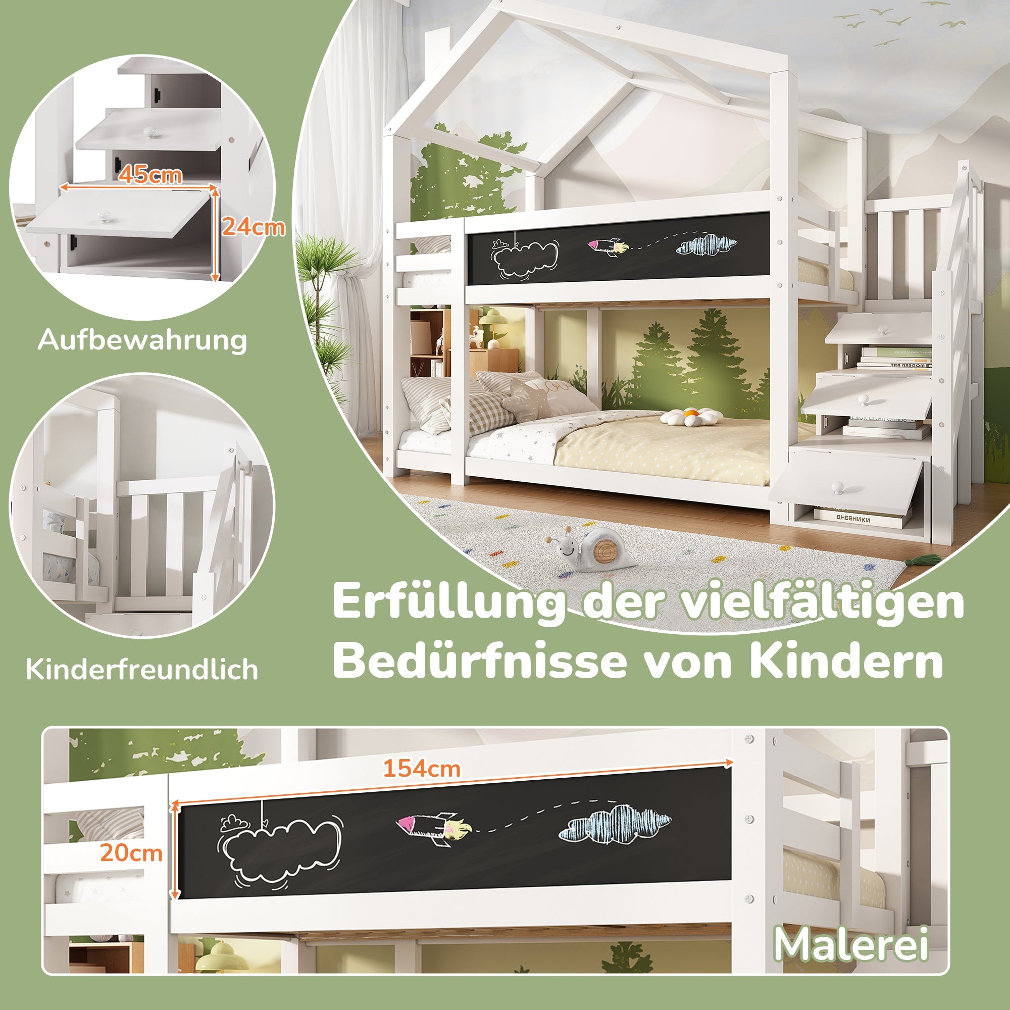 Logidon stapelbed boomhut 90x200 wit met schouw en opbergruimte