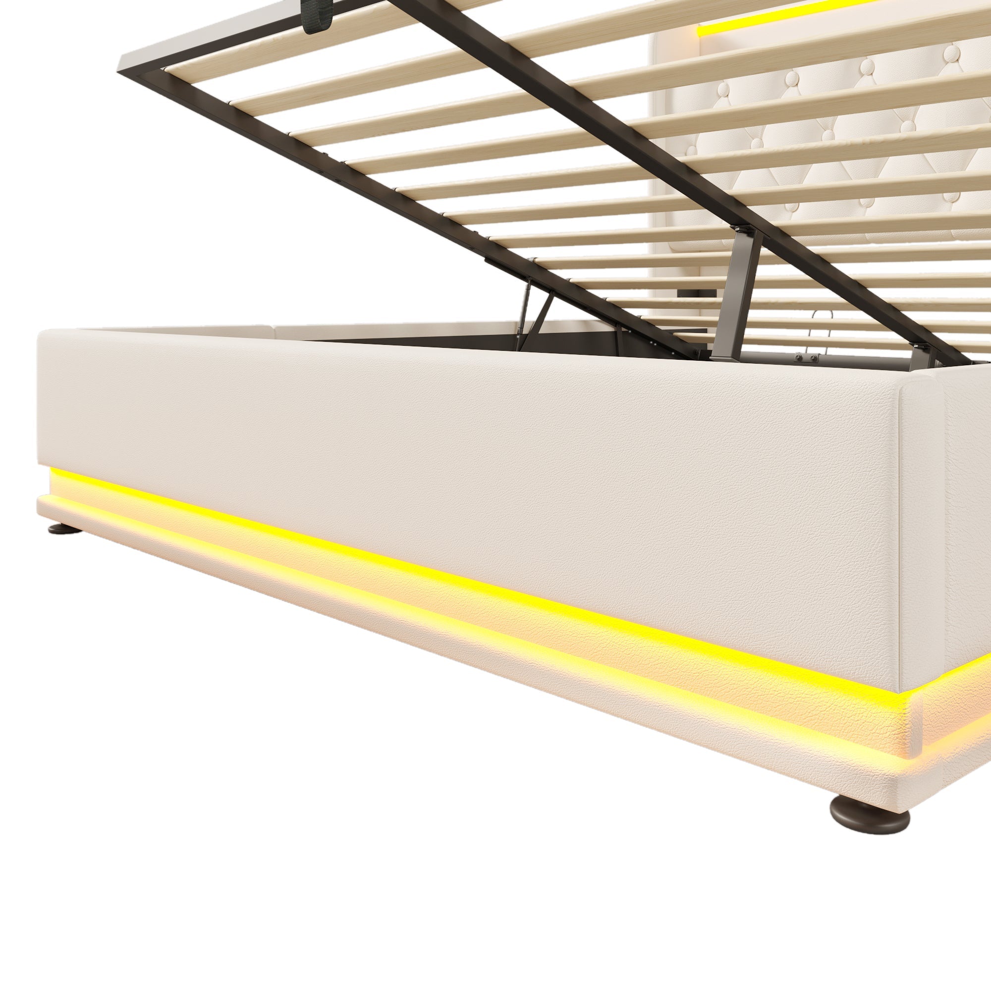Logidon gestoffeerd bed 160x200 cm wit PU 360 surround LED USB C