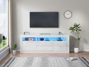 Logidon white high-gloss TV cabinet 160x35x60 cm with LED lighting