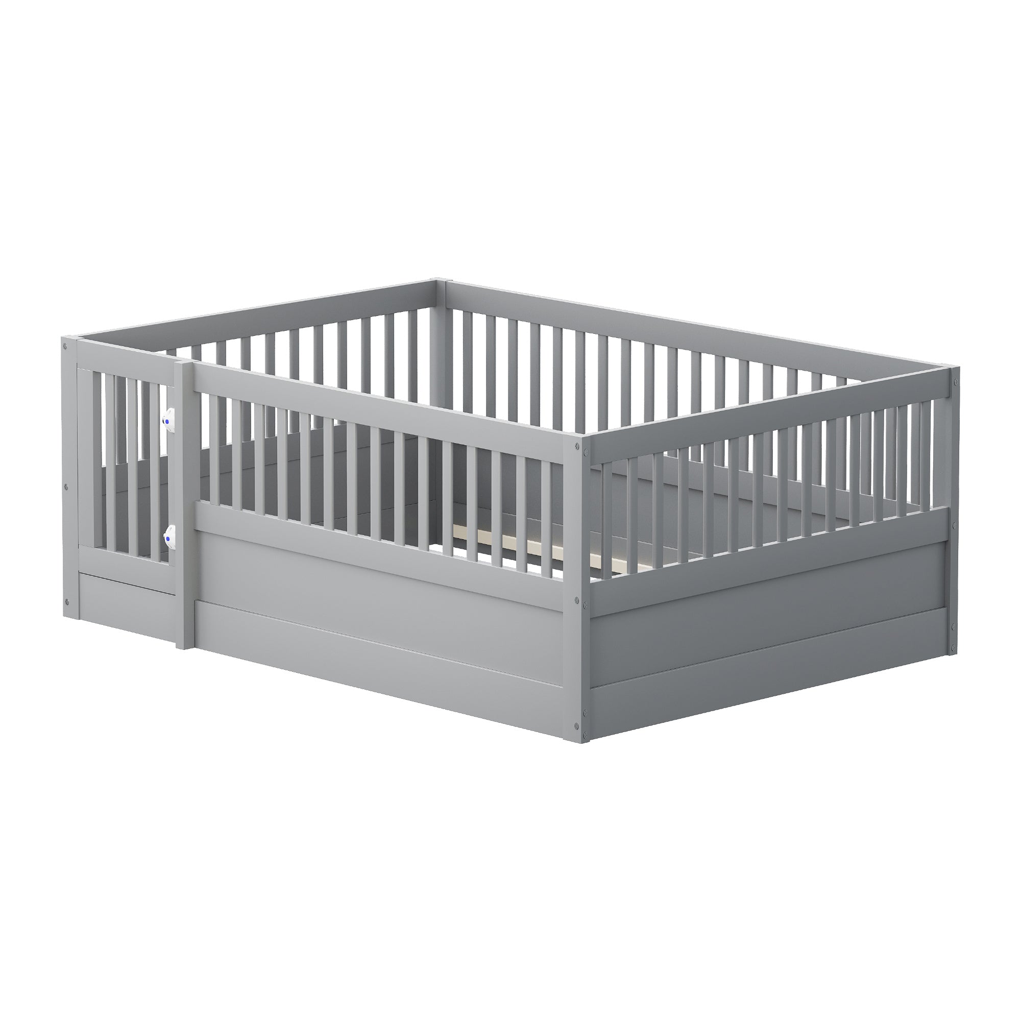 Logidon children's bed 140x200cm gray wooden bed frame with grid