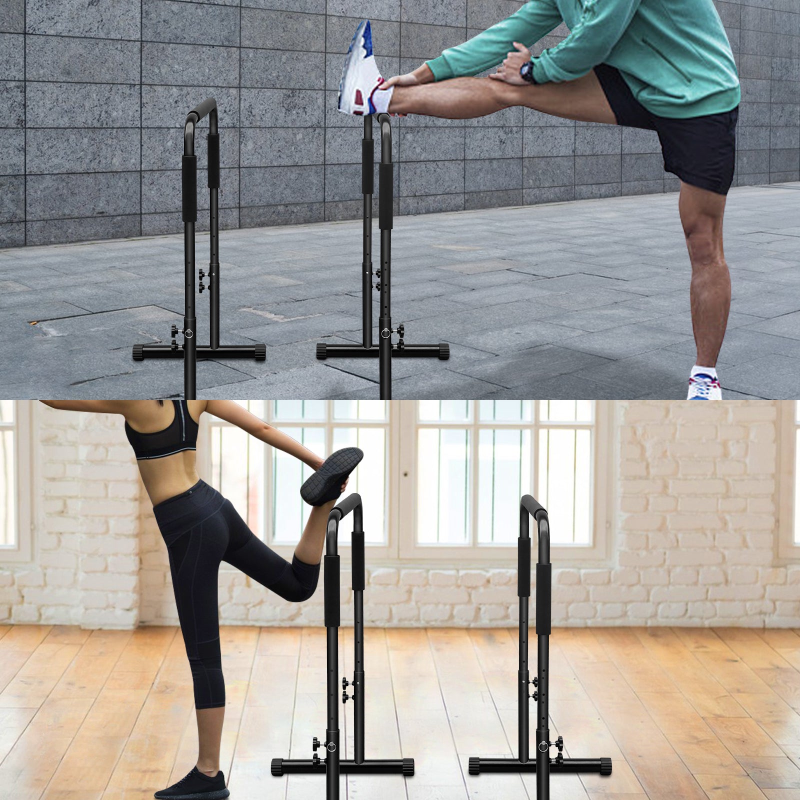 Logidon Adjustable Dip Station with Parallettes - Stable and Robust