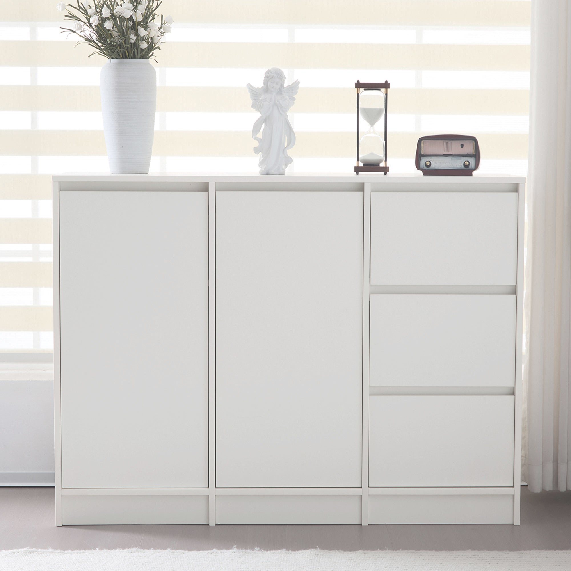 Logidon Modern Sideboard White 120x90x35 cm 2 Doors 3 Drawers