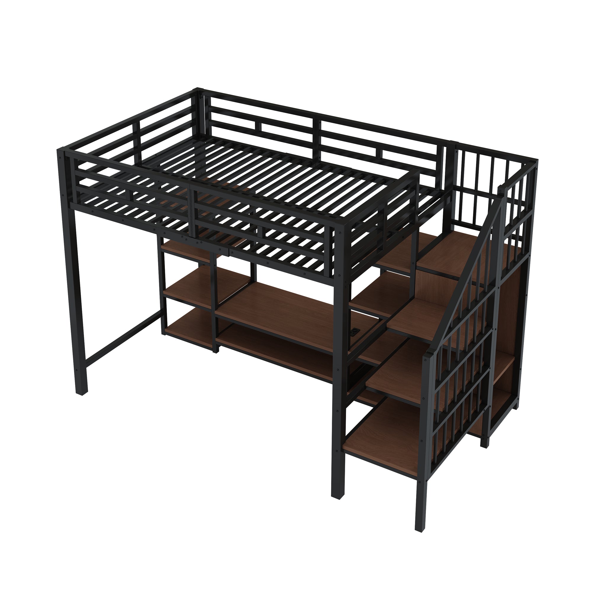 Logidon hoogslaper 90x200 met tv-meubel en stopcontact zwart