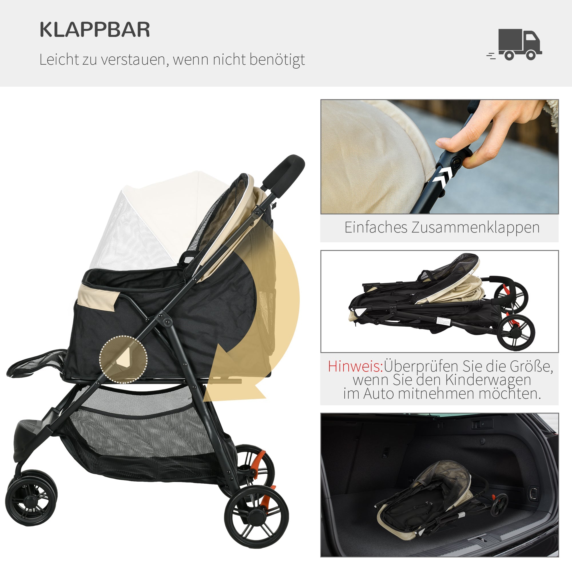 Logidon 2 in 1 hondenbuggy met regenhoes kaki tot 10 kg