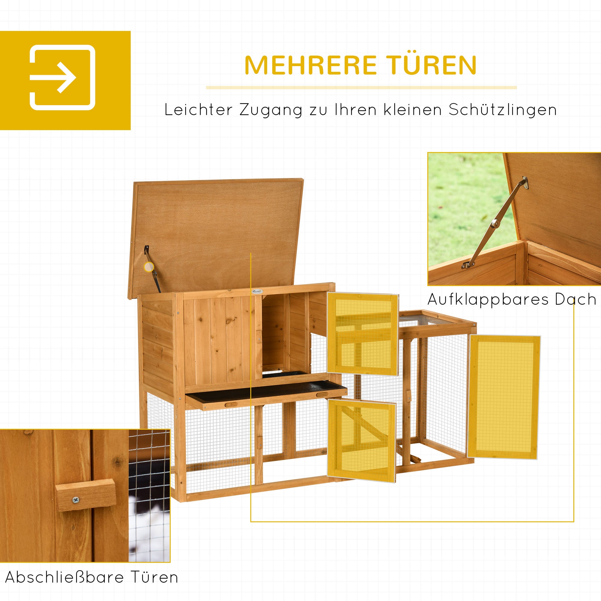 Logidon Konijnenhok 141x60x86 cm Hout Oranje Buiten en Binnen