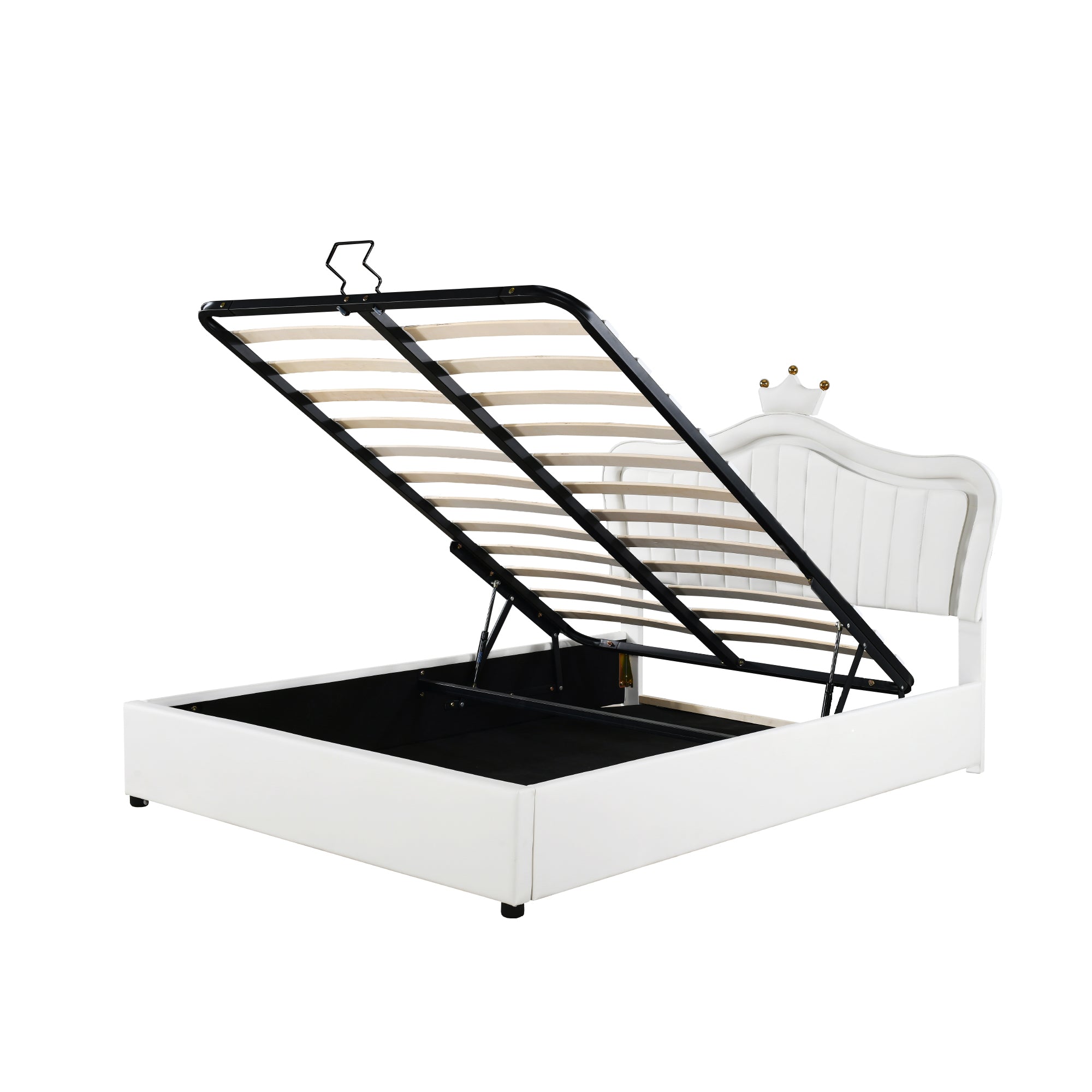Logidon kinderbed 140 x 200 cm gestoffeerd bed met opbergruimte LED wit