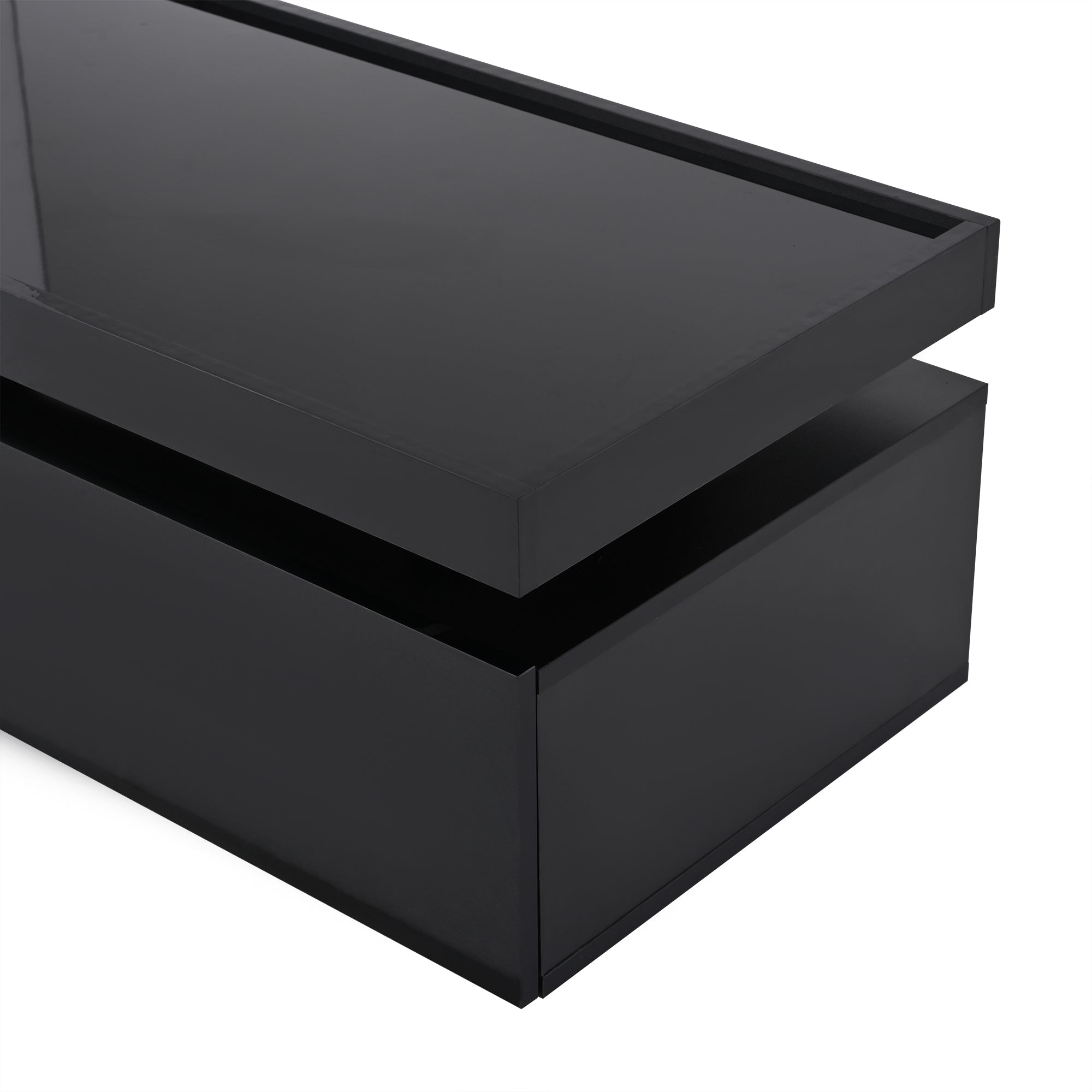 Logidon hoogglans salontafel 95x45x35 cm met LED verlichting zwart