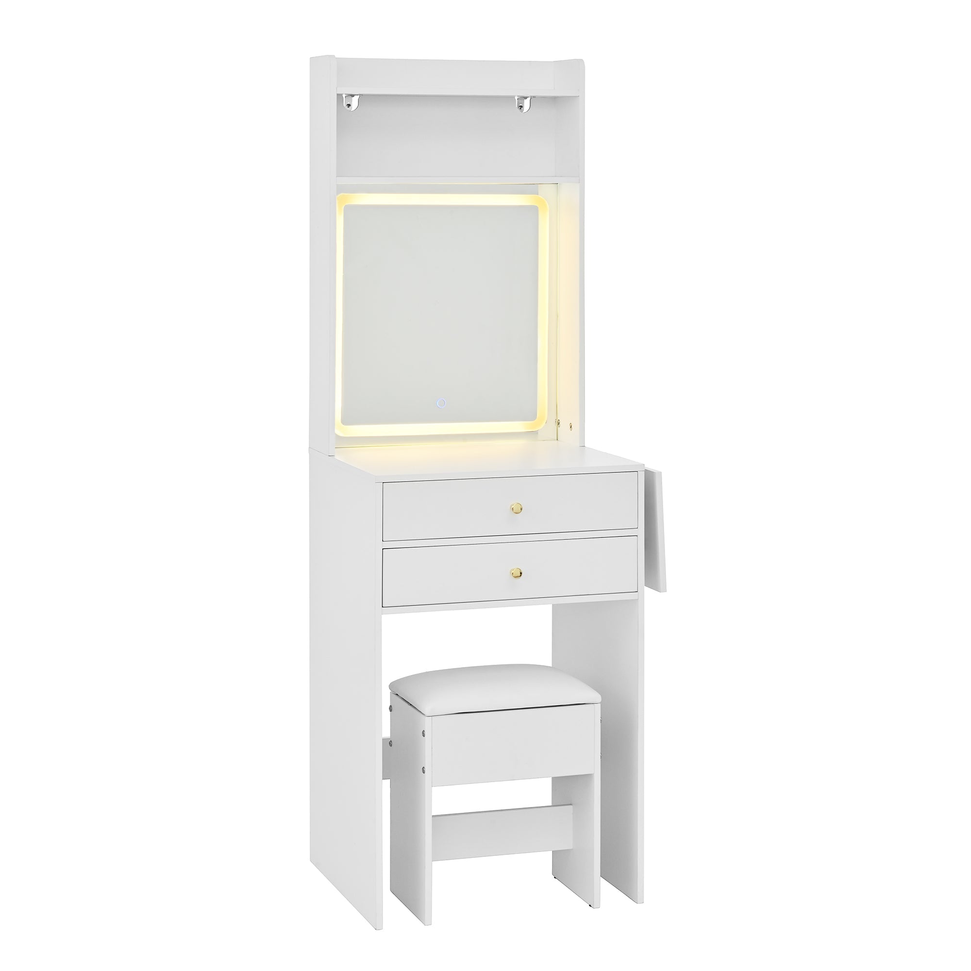 Logidon Kaptafel Verstelbaar LED-verlichting Wit 75×156×45 cm