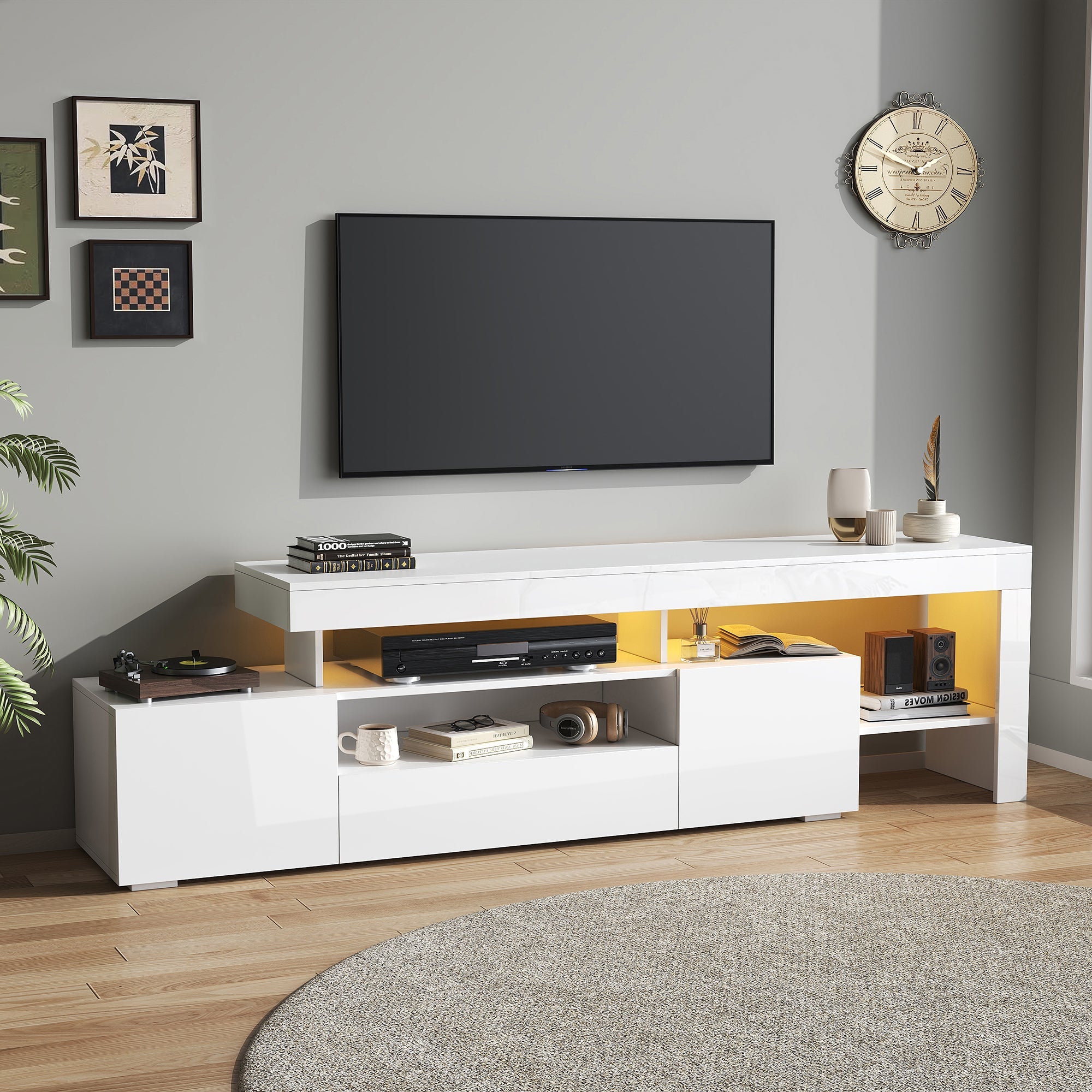 Logidon TV-meubel 192 x 37 x 53 cm witte hoogglans LED-verlichting