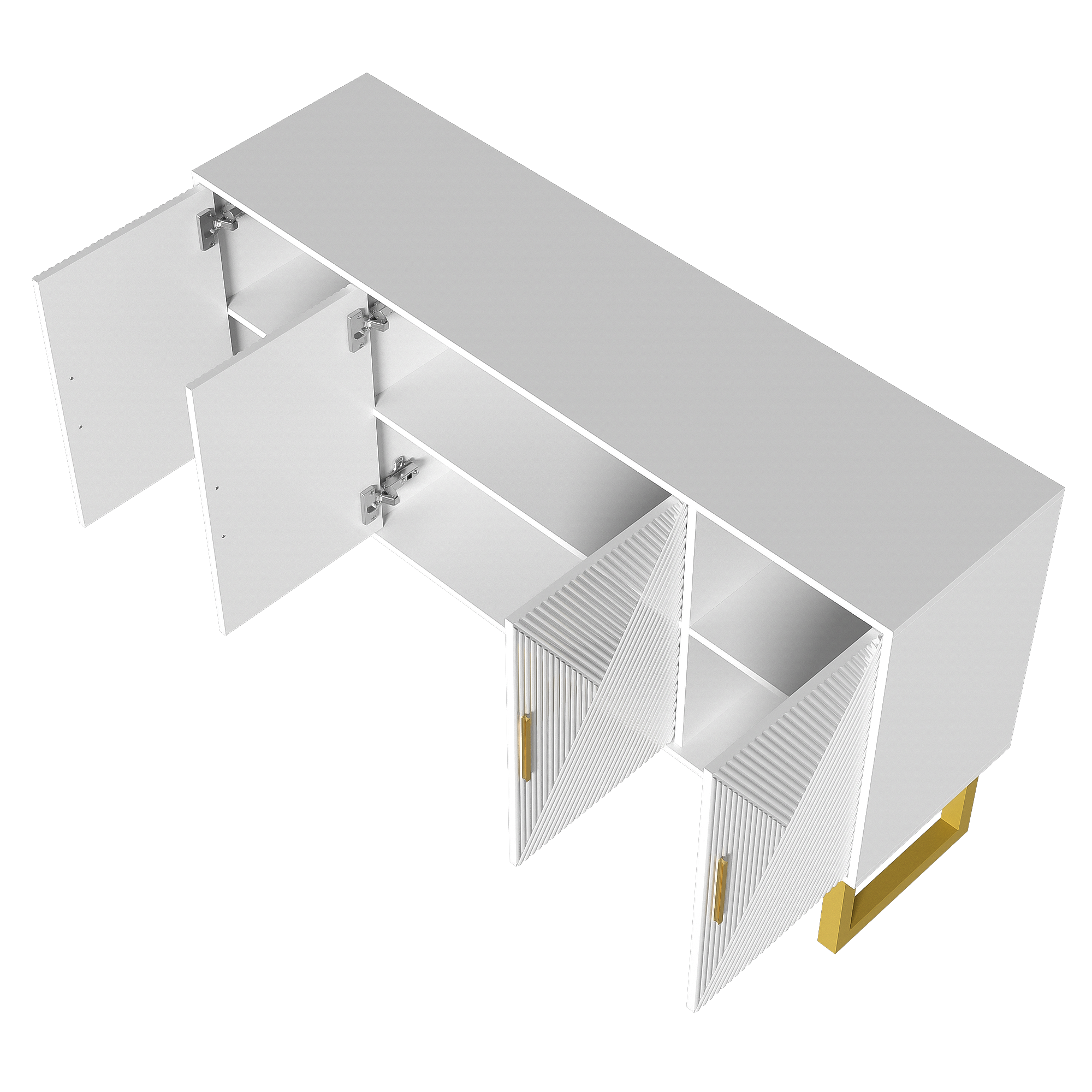 Logidon dressoir 4 deuren 150 cm wit hoogglans gouden handgrepen