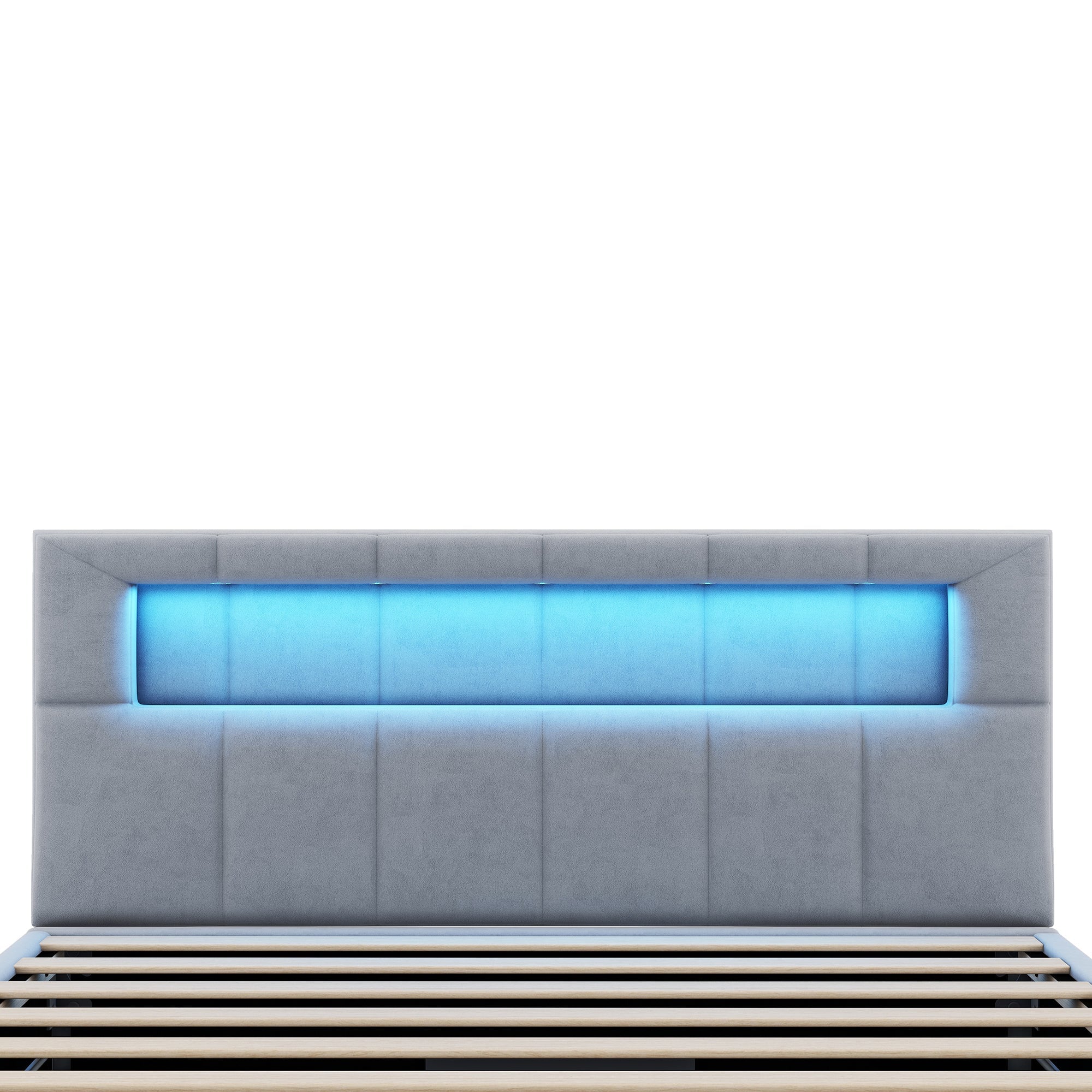 Logidon flat bed 90x200 velvet gray ambient light headboard