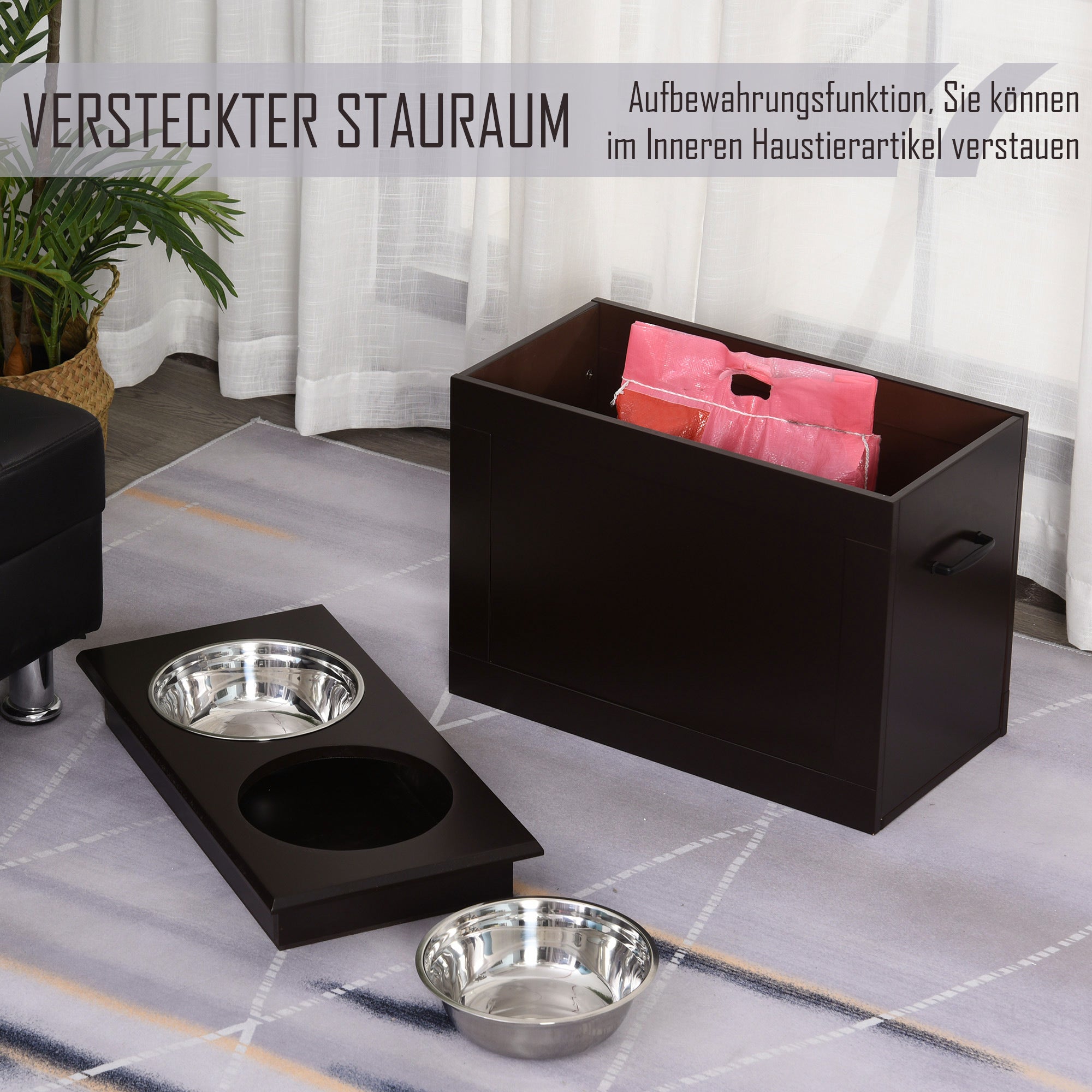 Logidon Fressnapf MDF Bruin Espresso 60x30x41 cm Opbergruimte 2 kommen