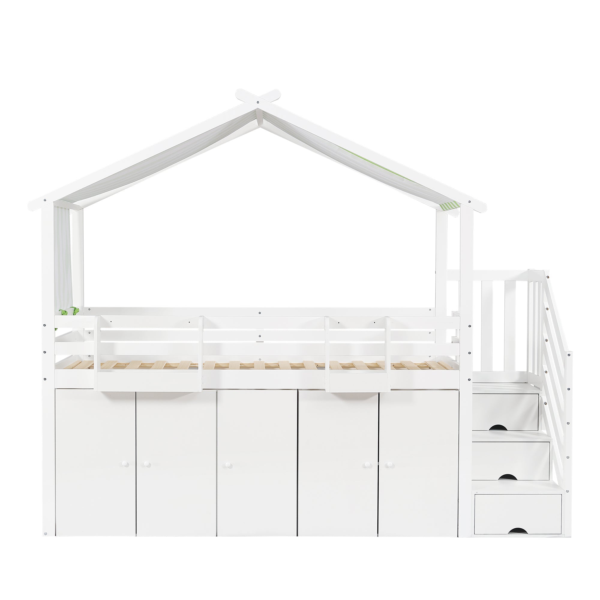 Logidon Kinderstapelbed 90x200 cm witgroen met kledingkast