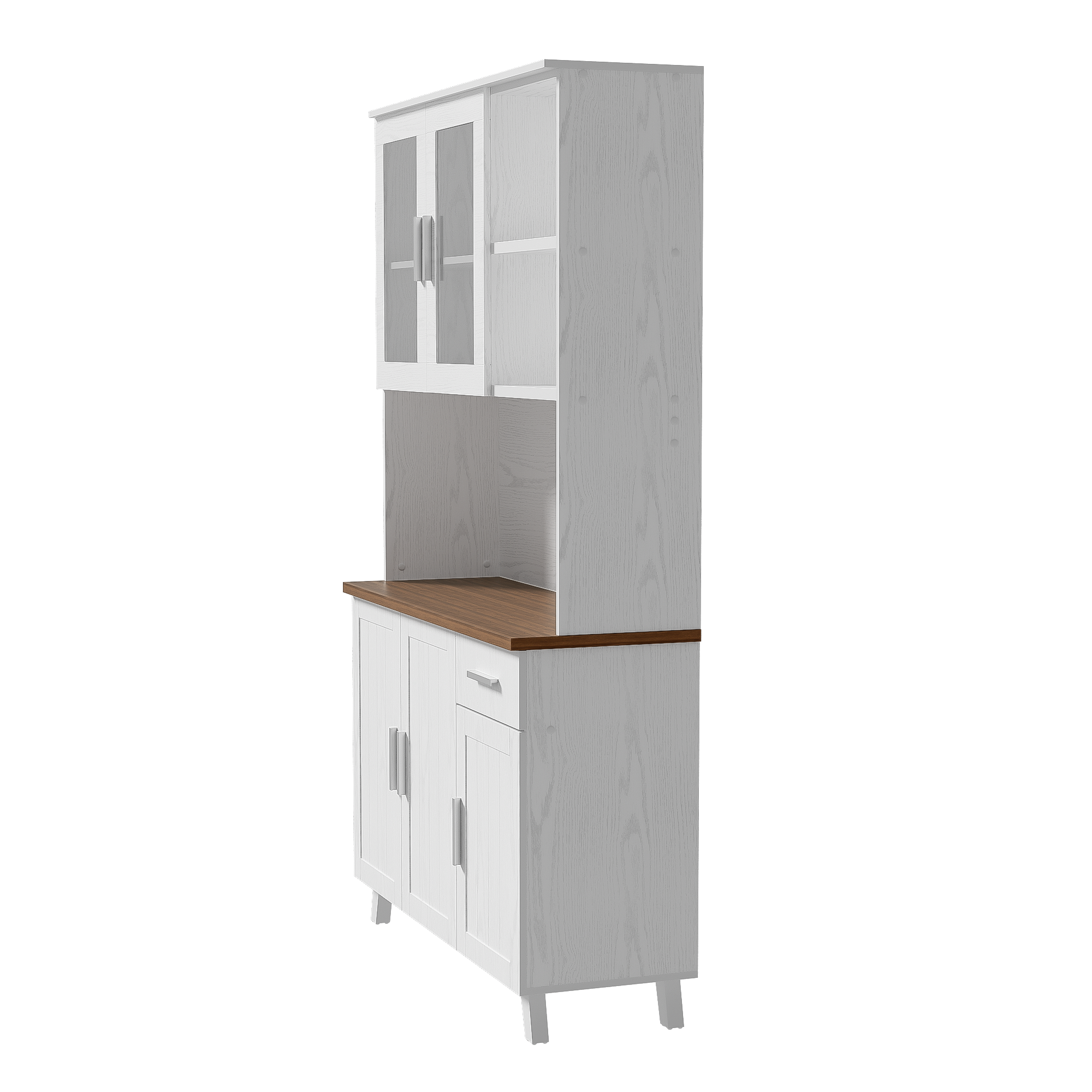 Logidon vitrinekast 114x40x190 cm witbruin landelijke stijl