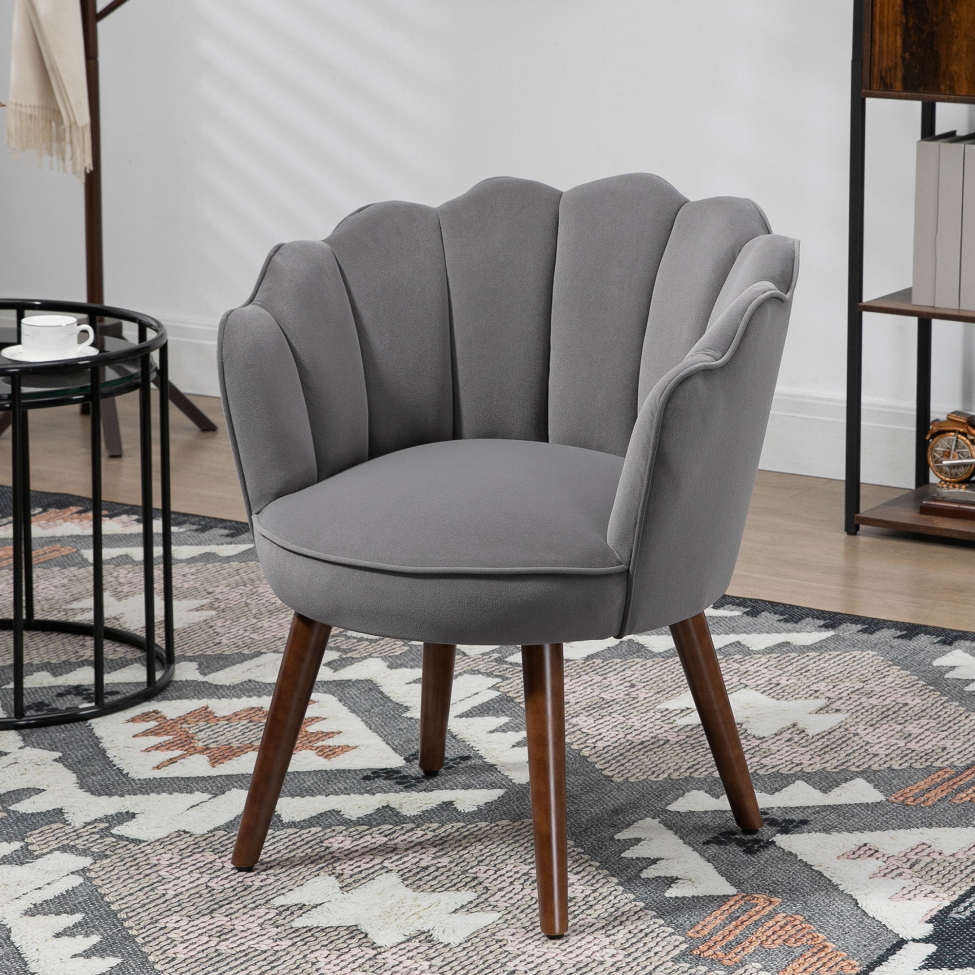 Logidon eetkamerstoel donkergrijs stof armleuningen fauteuil 66x72x79 cm