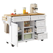 Logidon eettafelwagen 134x46x92 moderne witte keukenwagen voor tweeërlei gebruik