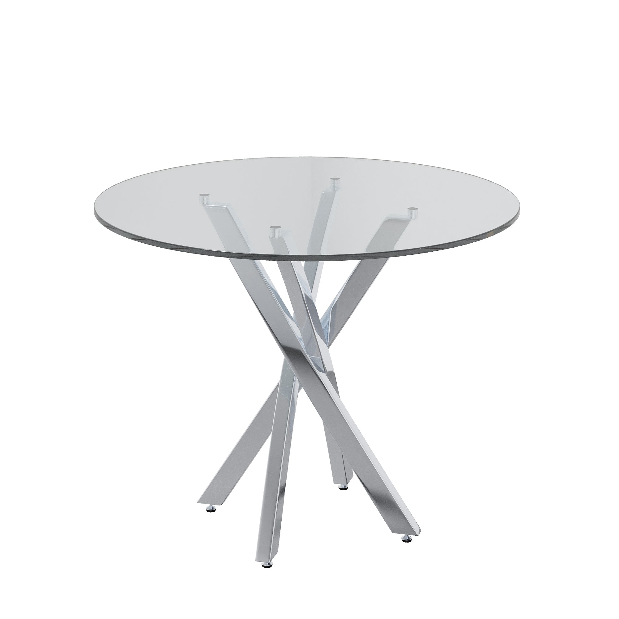 Logidon Dining Table Set Glass 80x80 cm Tempered Glass 2 Chairs Gray Silver